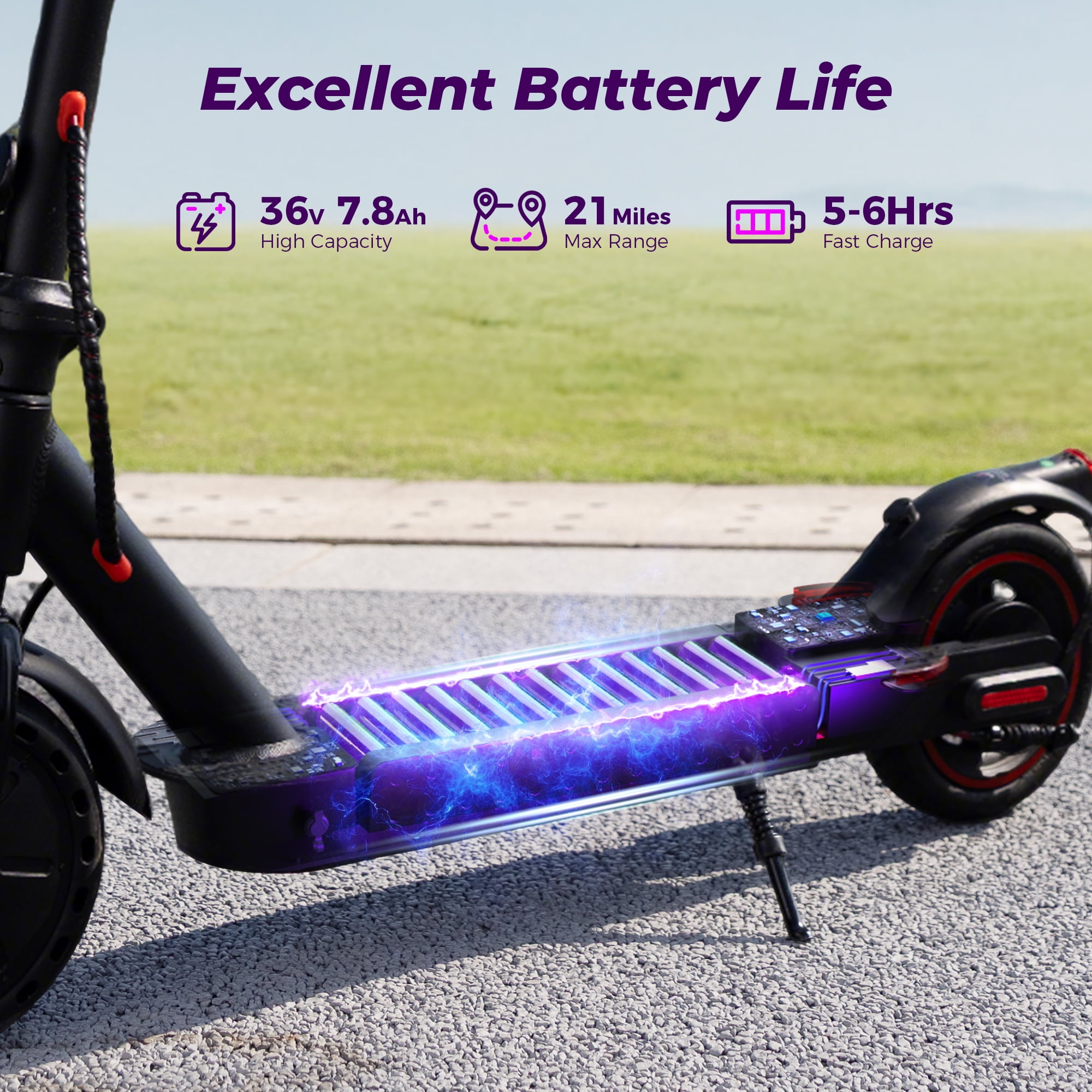 iScooter Electric Scooter for Adults, 21 Miles Max Range with 18 MPH Top, 350W Foldable Commuting Electric Scooter with 3 Speed & Cruise Control Escooter for Teens - Image 3