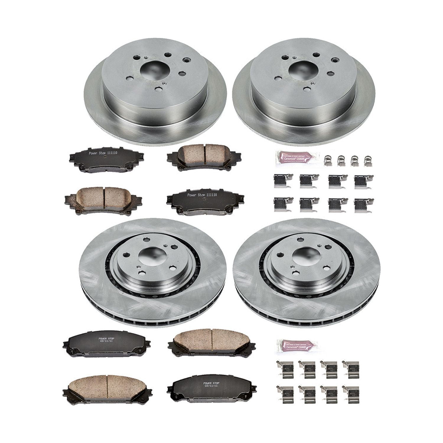 Power Stop Front and Rear Stock Replacement Brake Pad and Rotor Kit KOE5828 Fits 2019 Toyota Highlander - Image 6
