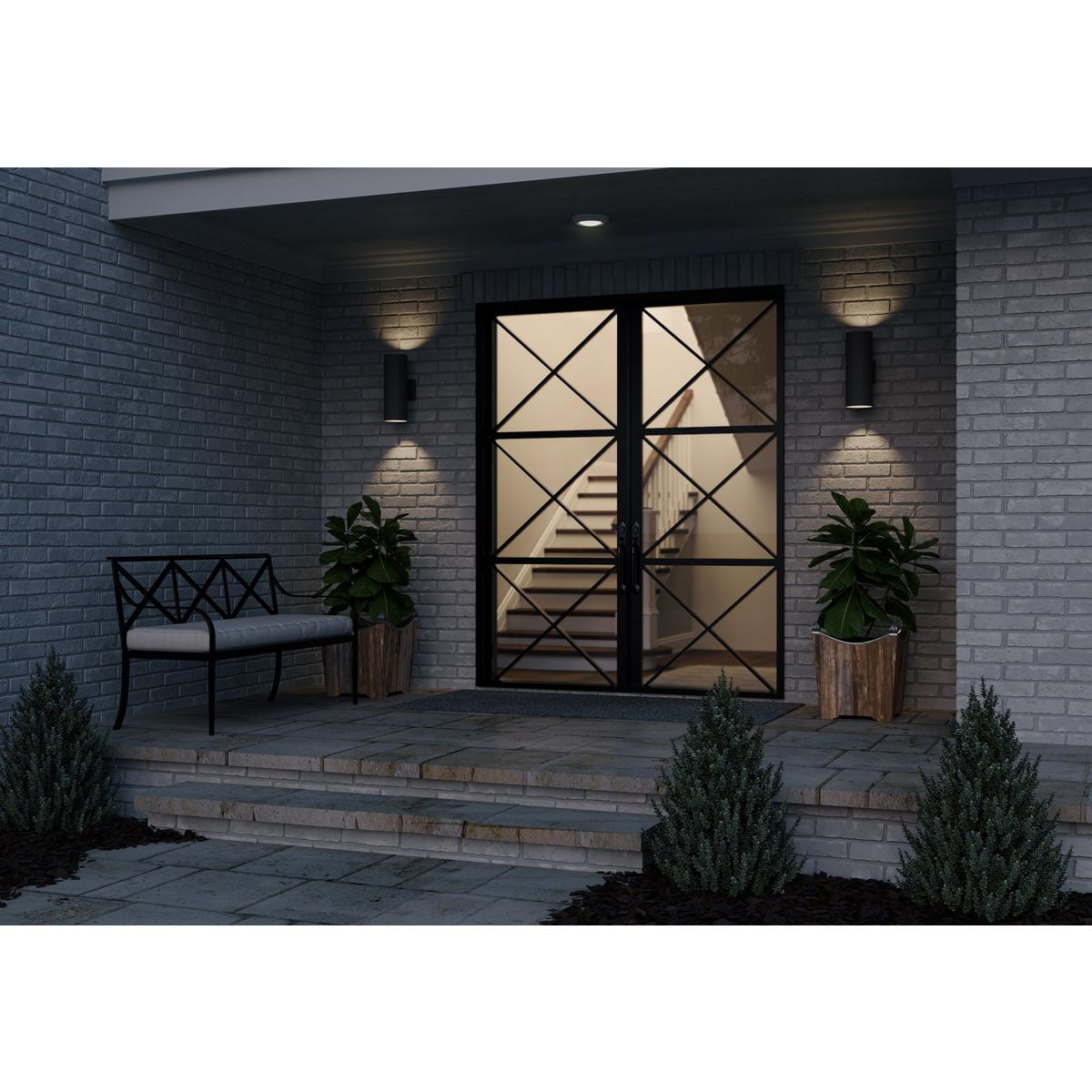 Progress Lighting Cylinder Collection Black Incandescent 2 Light up/down Modern Outdoor Wall Light - Image 9