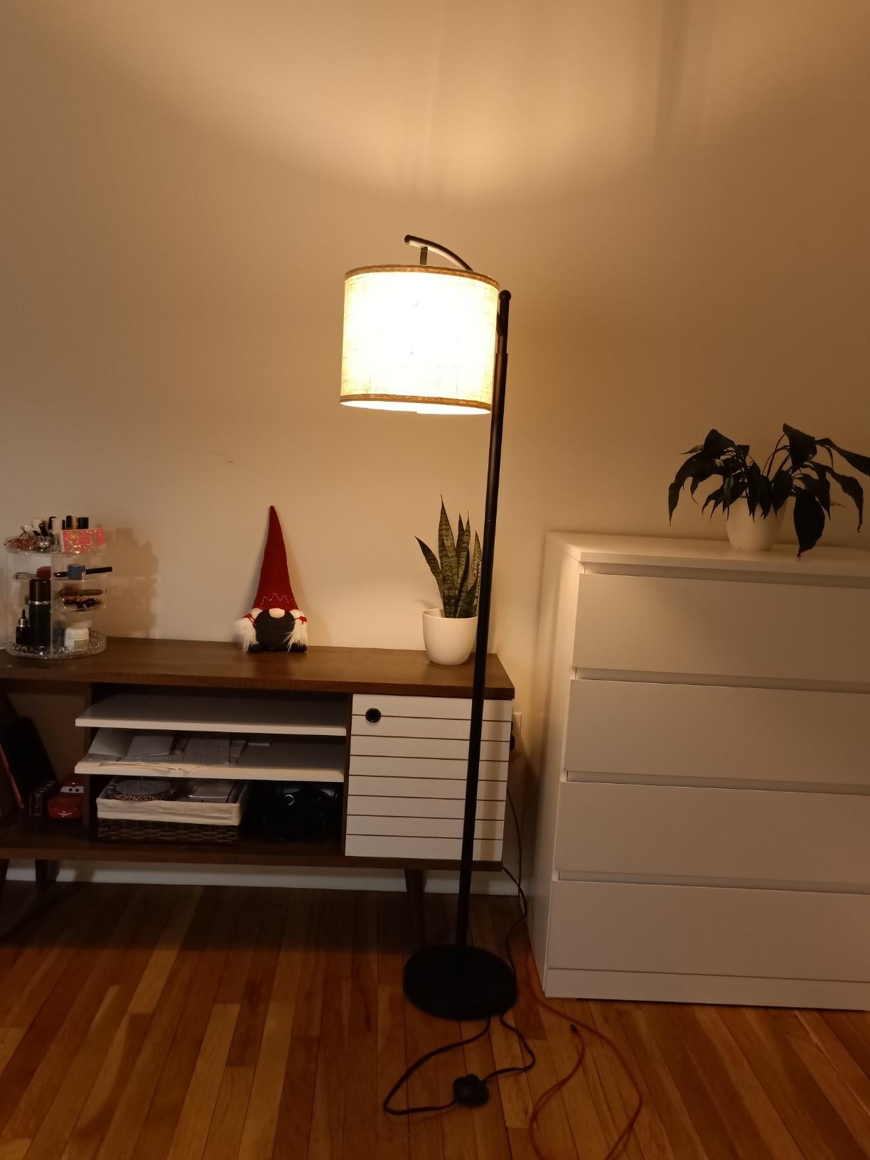 DingLiLighting Arc Floor Lamp Standing Tall Pole Lamp Reading for Living Room, Bedroom, 3 Color Changing, Matte Black with White Lampshade (Bulb included) - Image 7