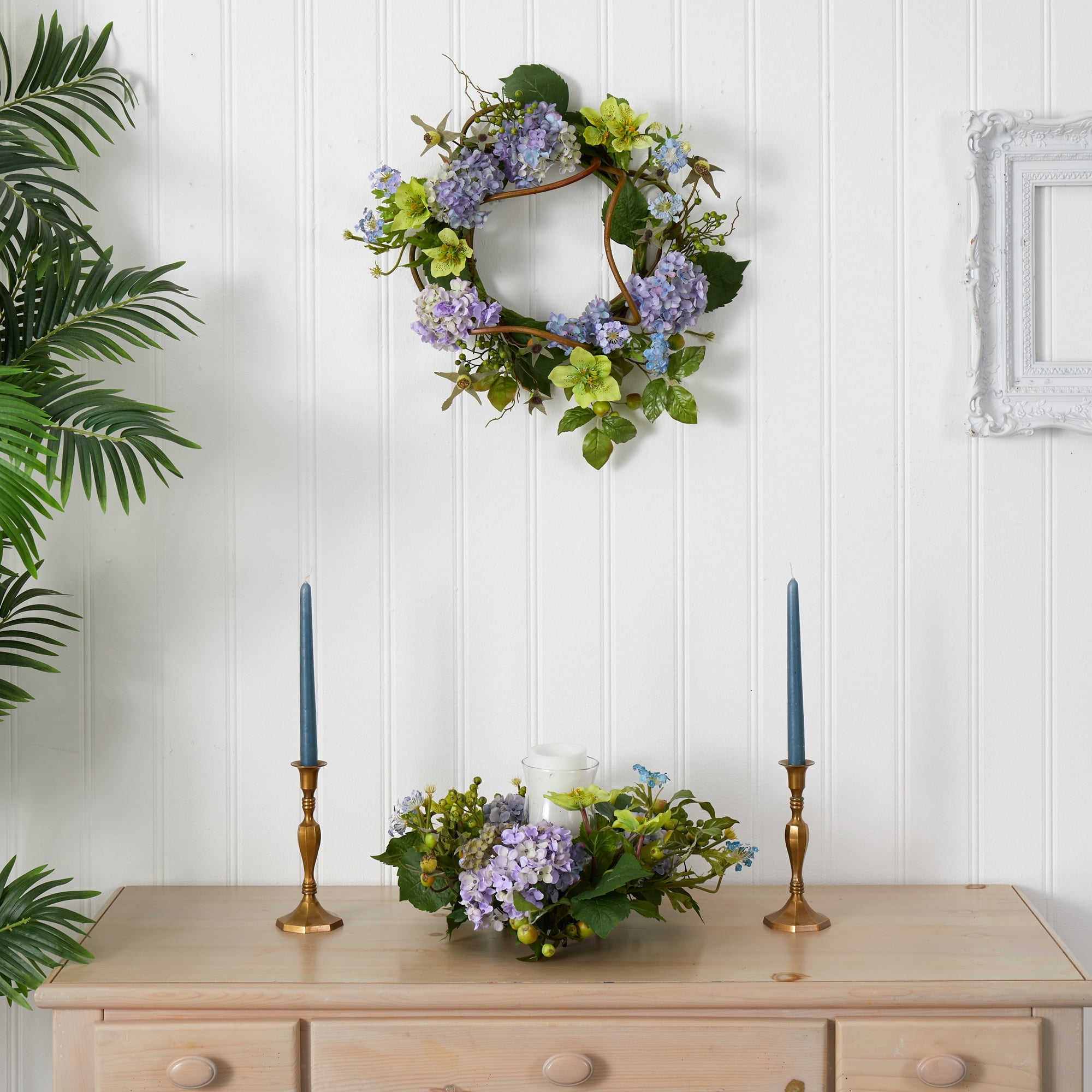 Nearly Natural 20" Hydrangea Wreath - Image 3
