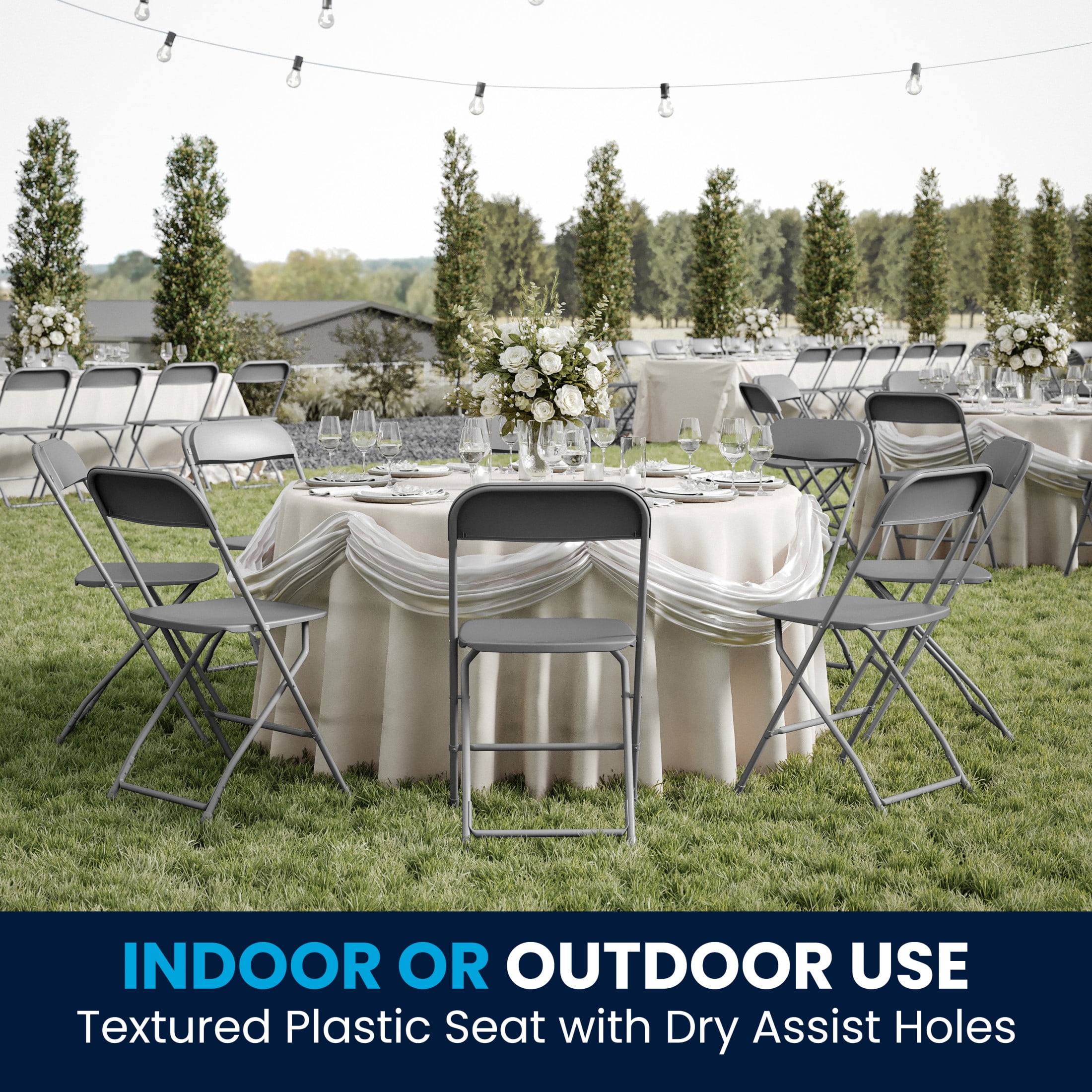 Flash Furniture Hercules Series Plastic Folding Event Chairs for Adults, Set of 10, Gray - Image 7