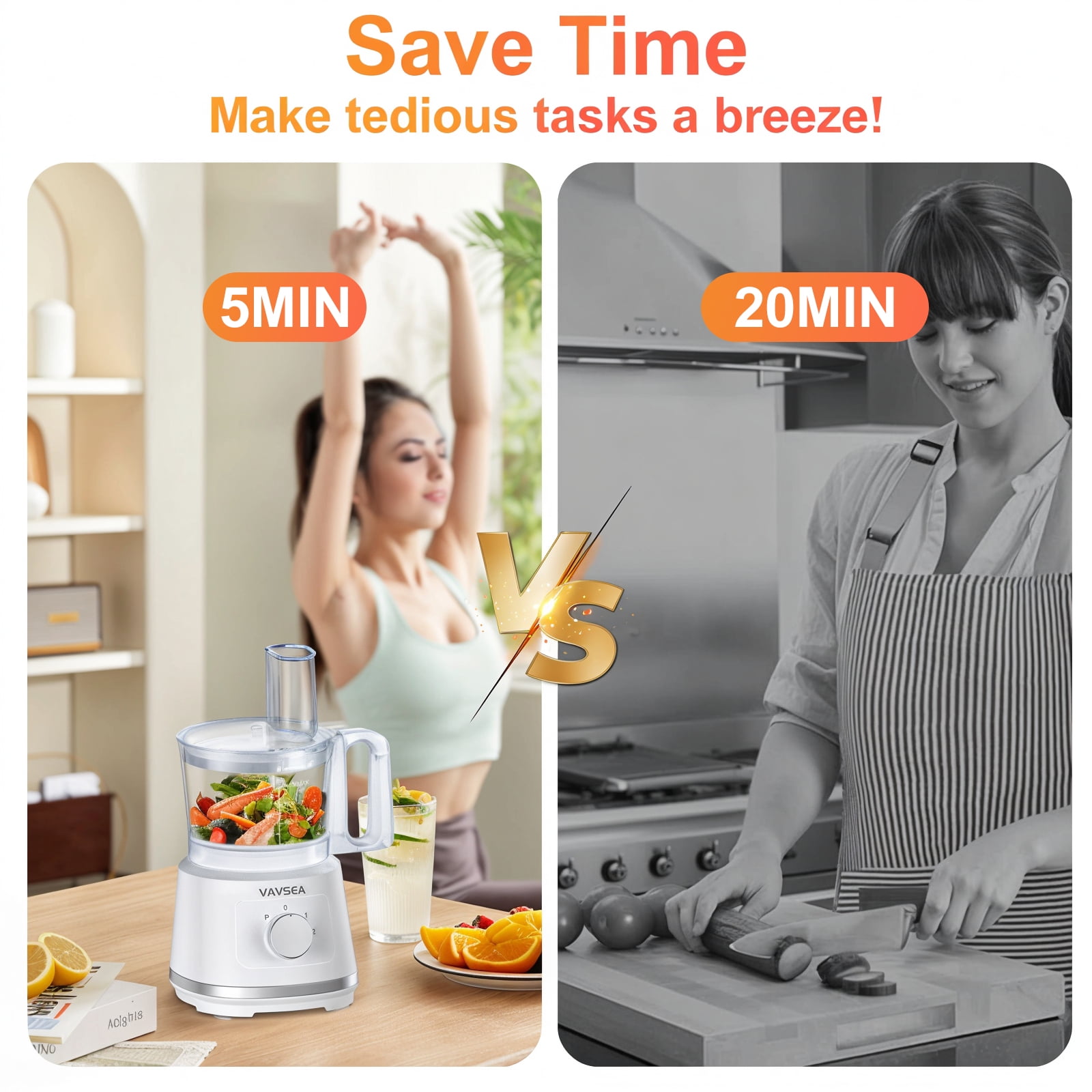 VAVSEA 8 Cup Food Processor and Vegetable Chopper for Dicing, Slicing, Shredding, and Mincing, New Food Chopper for Vegetables, Meat, Grains, Nuts - Image 7