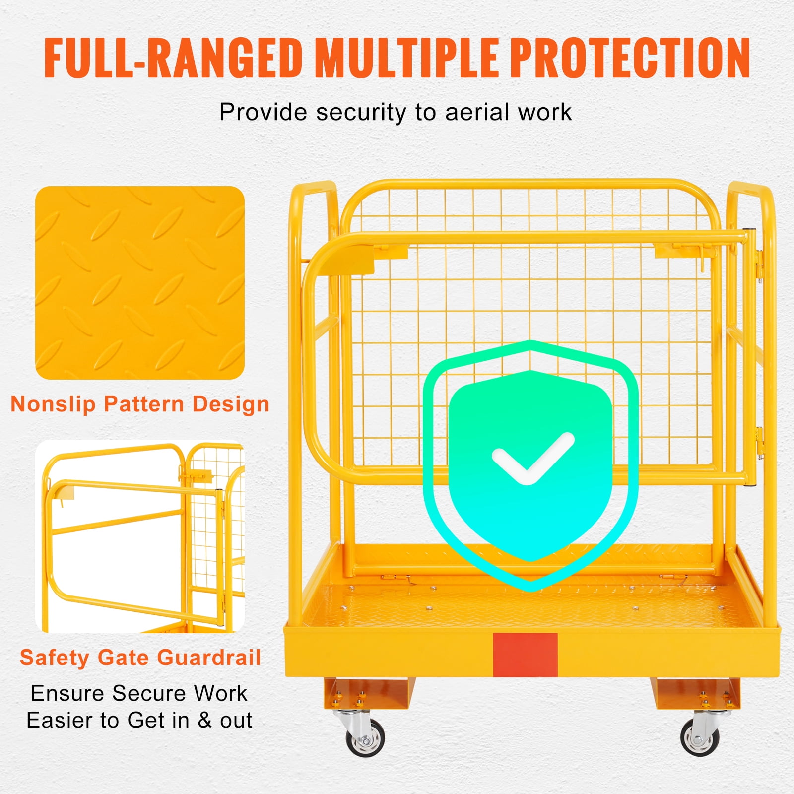VEVOR Forklift Safety Cage Work Platform 36x36 in 1200lbs with Wheels for Aerial - Image 4