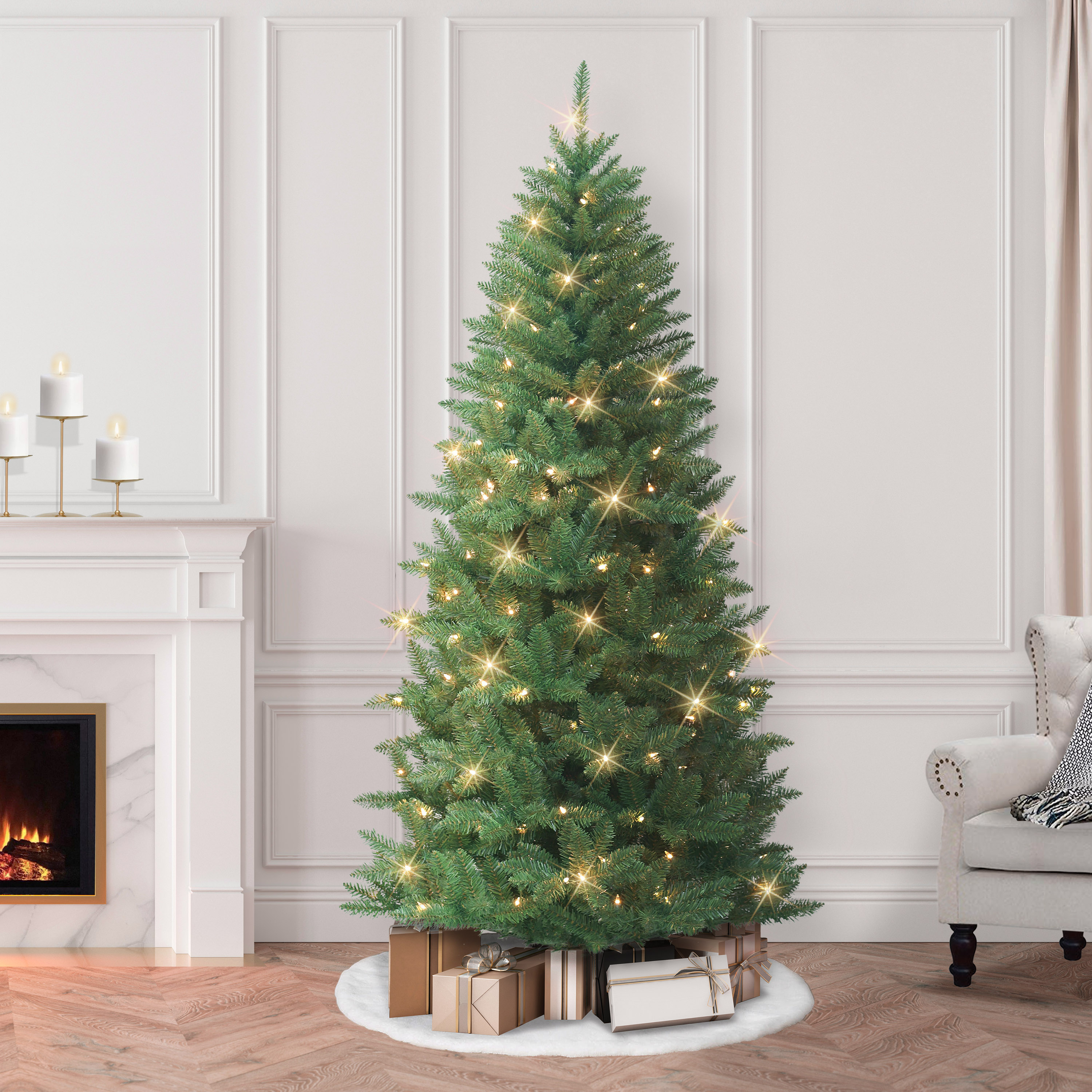 7 ft Pre-Lit Carson Artificial Pine Tree - Image 2