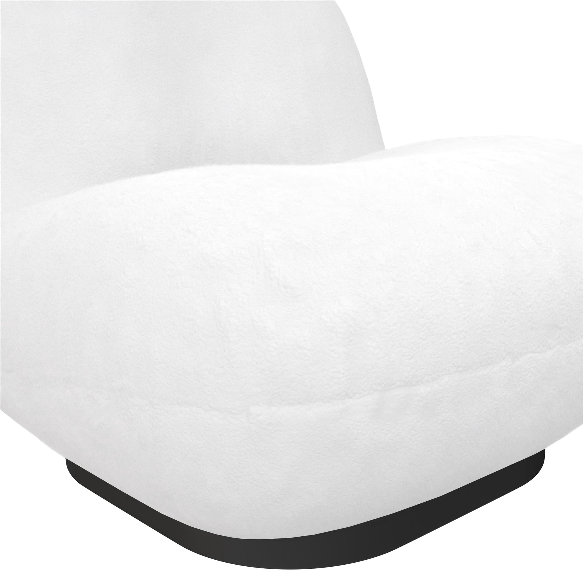 DHP Harley Swivel Accent Chair with Boucle Fabric and Black Base, White - Image 5