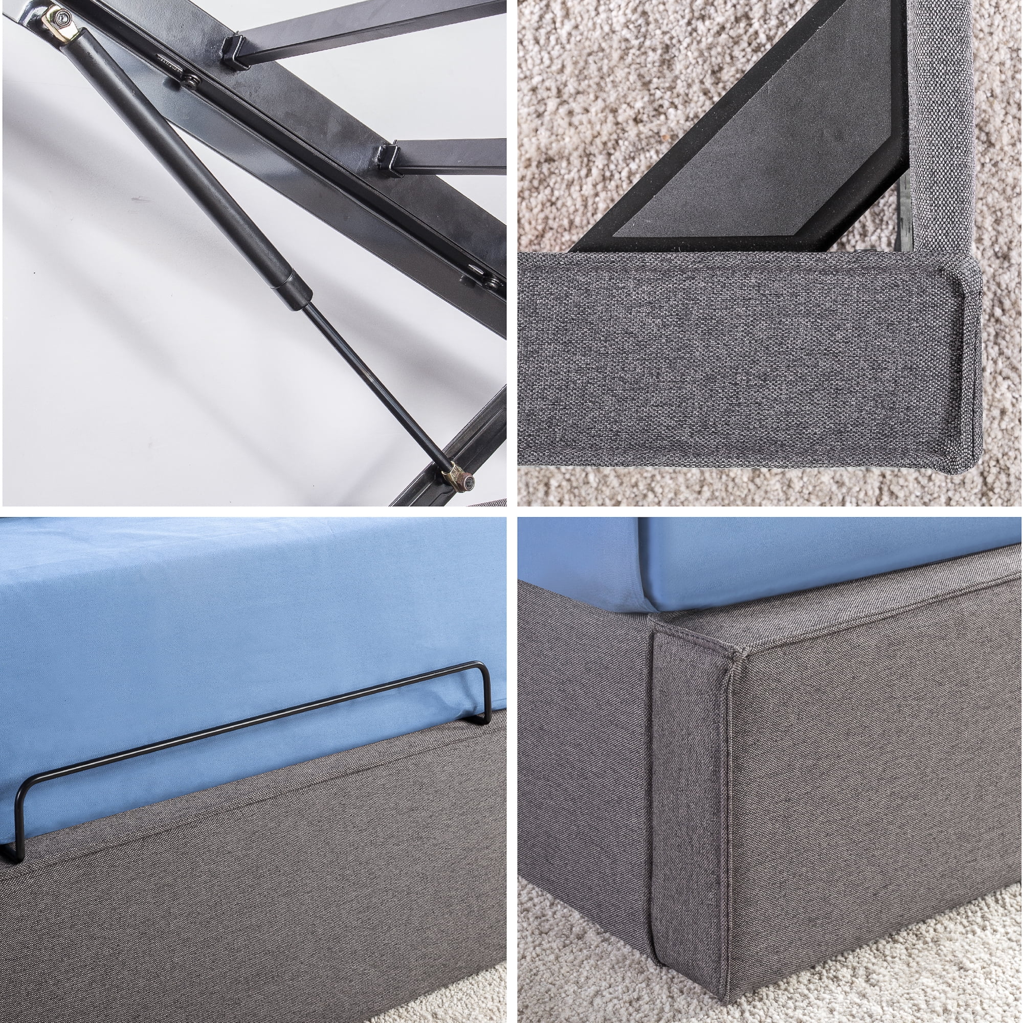 Zinus Finley 34" Upholstered Platform Bed with Lifting Storage, Full - Image 4