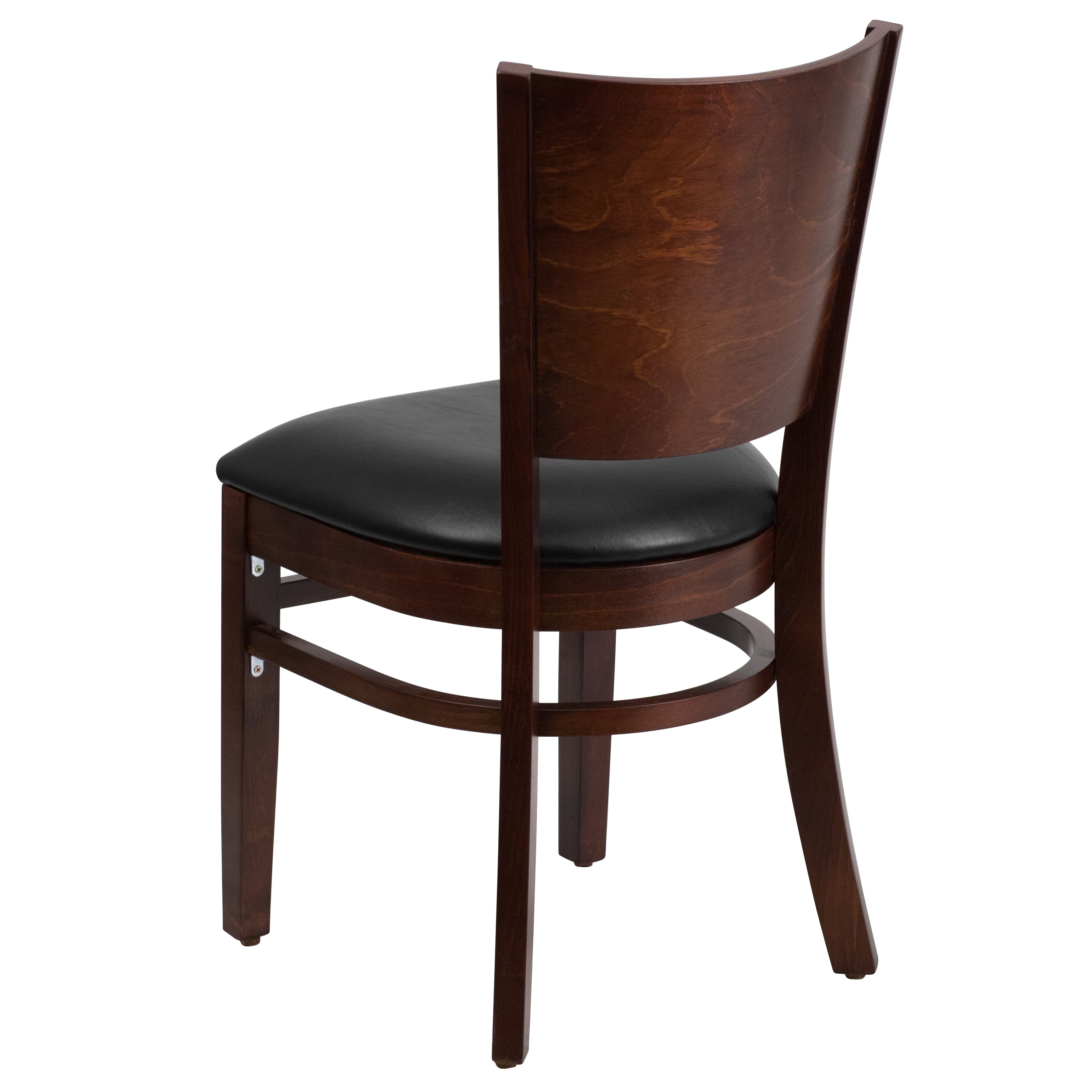Flash Furniture Lacey Series Solid Back Walnut Wood Restaurant Chair - Black Vinyl Seat - Image 11