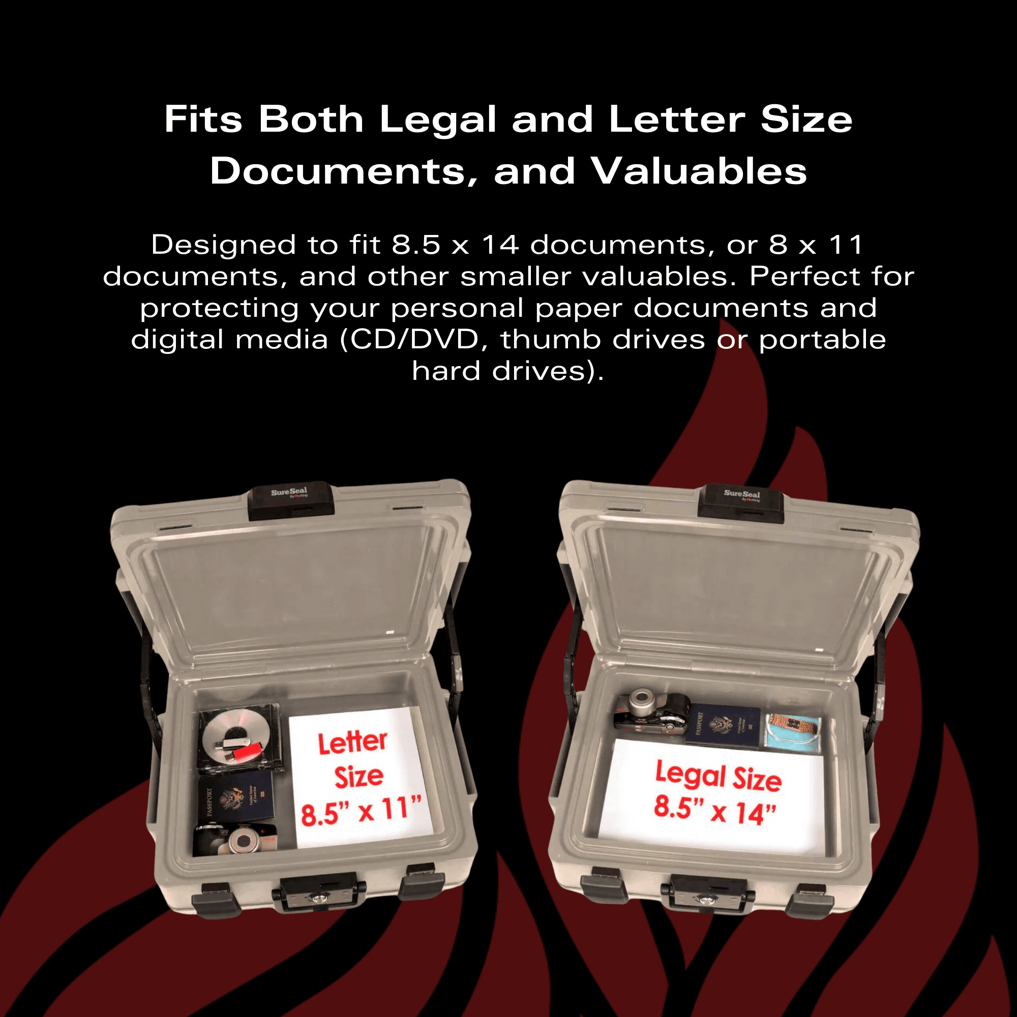 Sure Seal by FireKing 1-Hour Fire-Resistant and Waterproof Chest, 0.38 cu ft, 19.9w x 17d x 7.3h, Taupe, 1 Count - Image 4