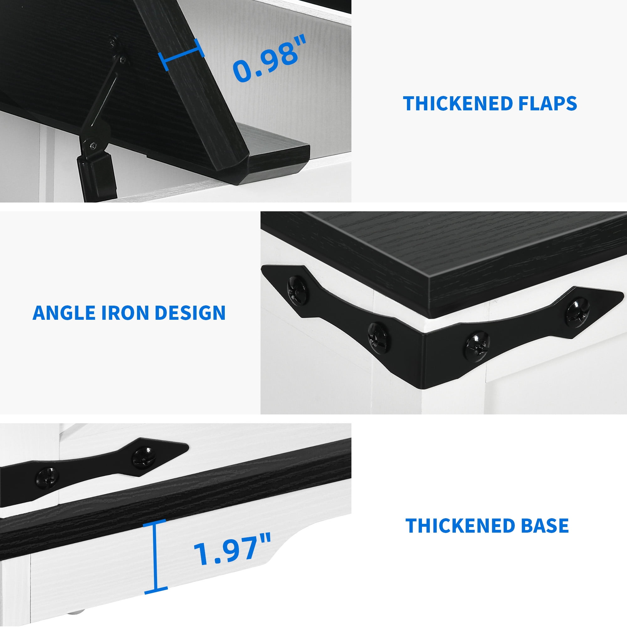 Dextrus Farmhouse Square Lift Top Coffee Table with Storage, Wood Center Table for Living Room, White and Black - Image 3