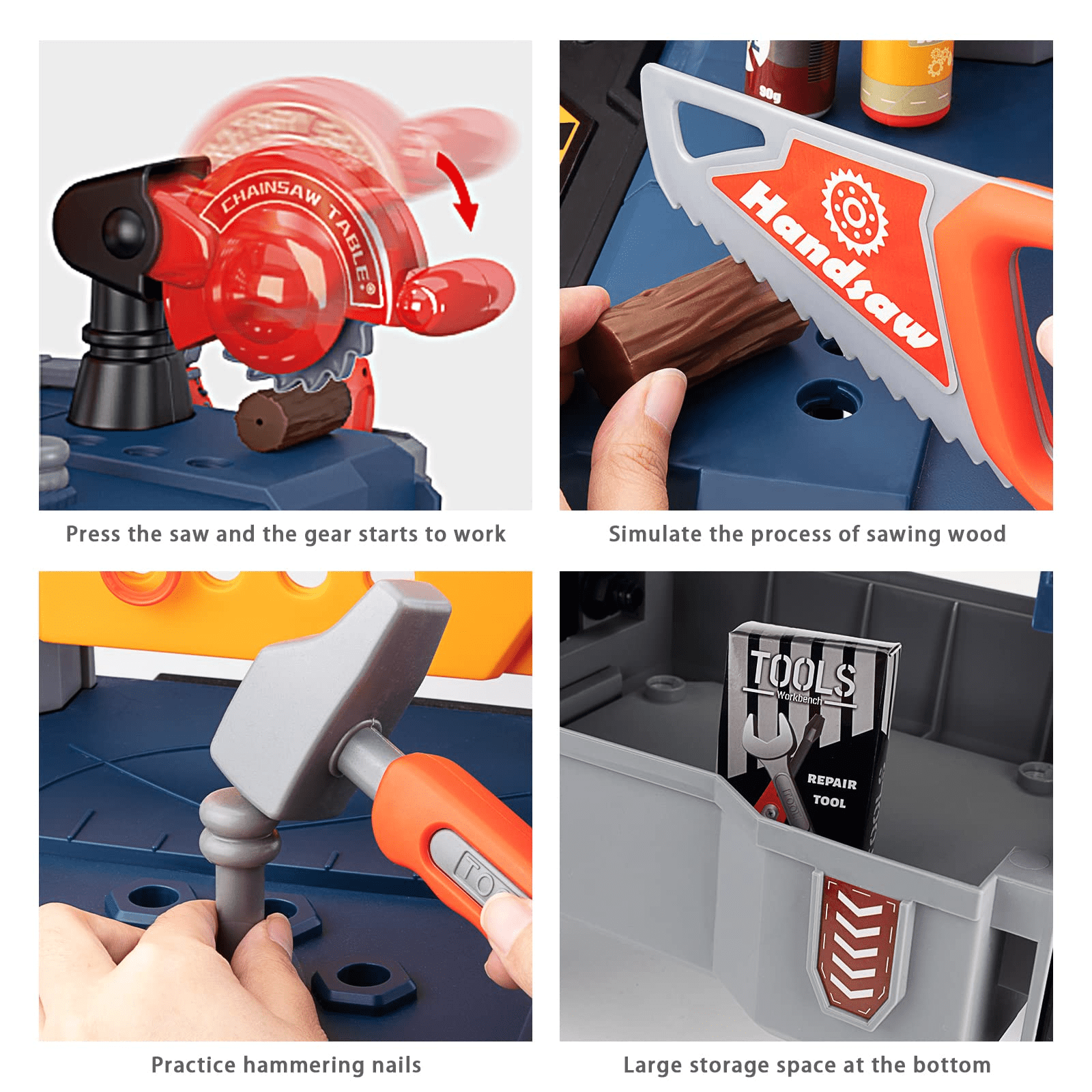 Eohemeral Kids Tool Bench with Realistic Tools and Electric Drill,Transformable Kids Tool Set,Toddler Workbench for Boys and Girls - Image 5