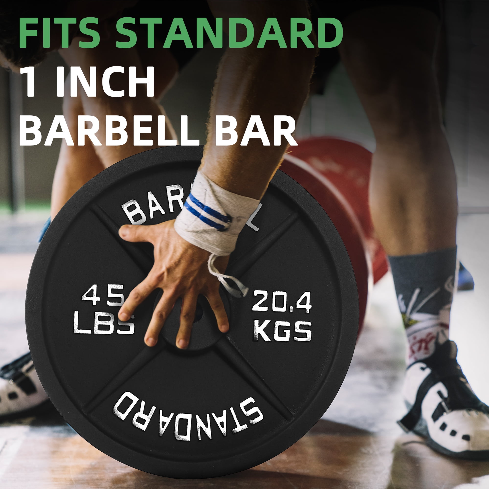 BalanceFrom Classic Cast Iron Weight Plates for Strength Training, 1-Inch, 45-Pound, Pair - Image 3