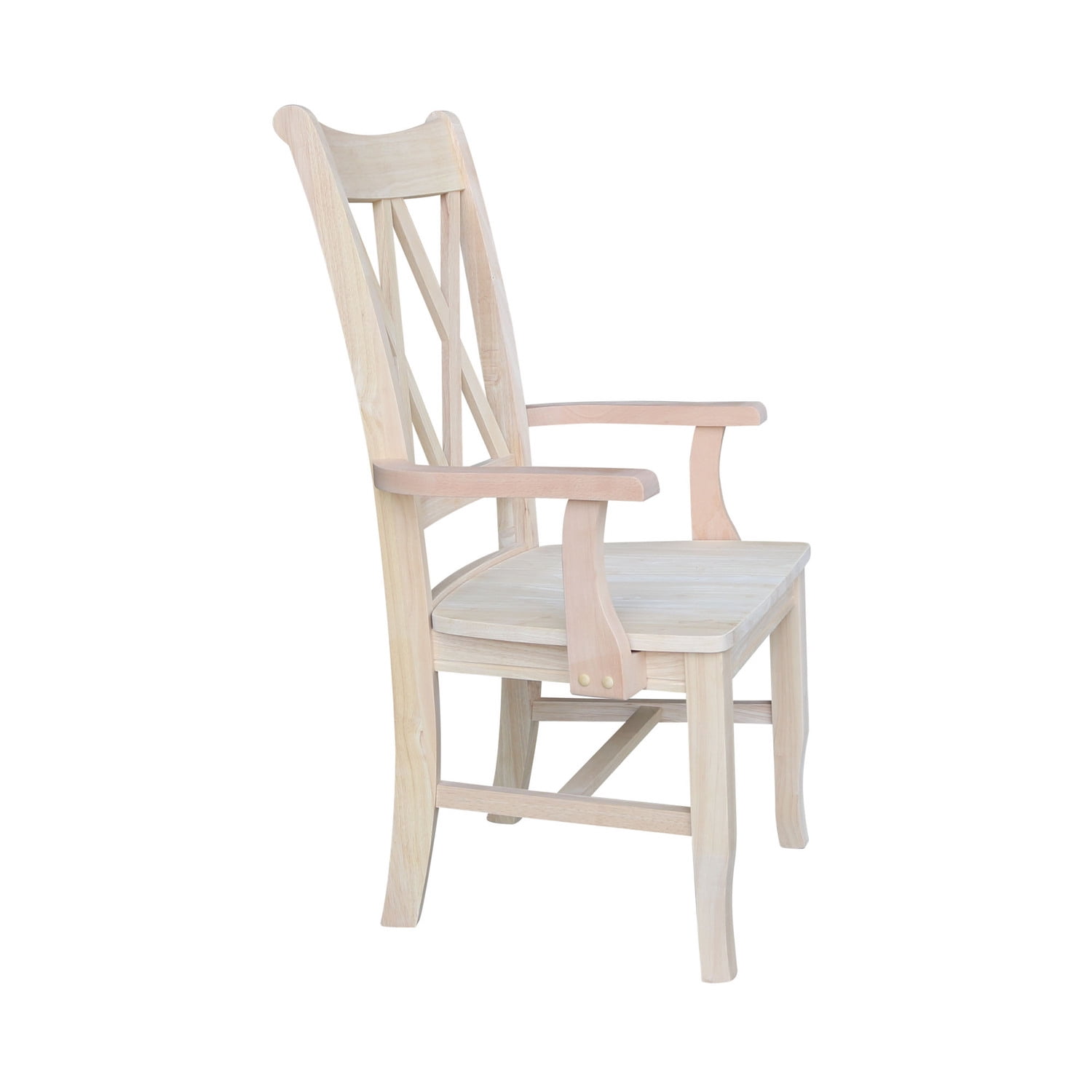 International Concepts Solid Wood Double X-Back Chair with Arms Ready to Finish - Image 12