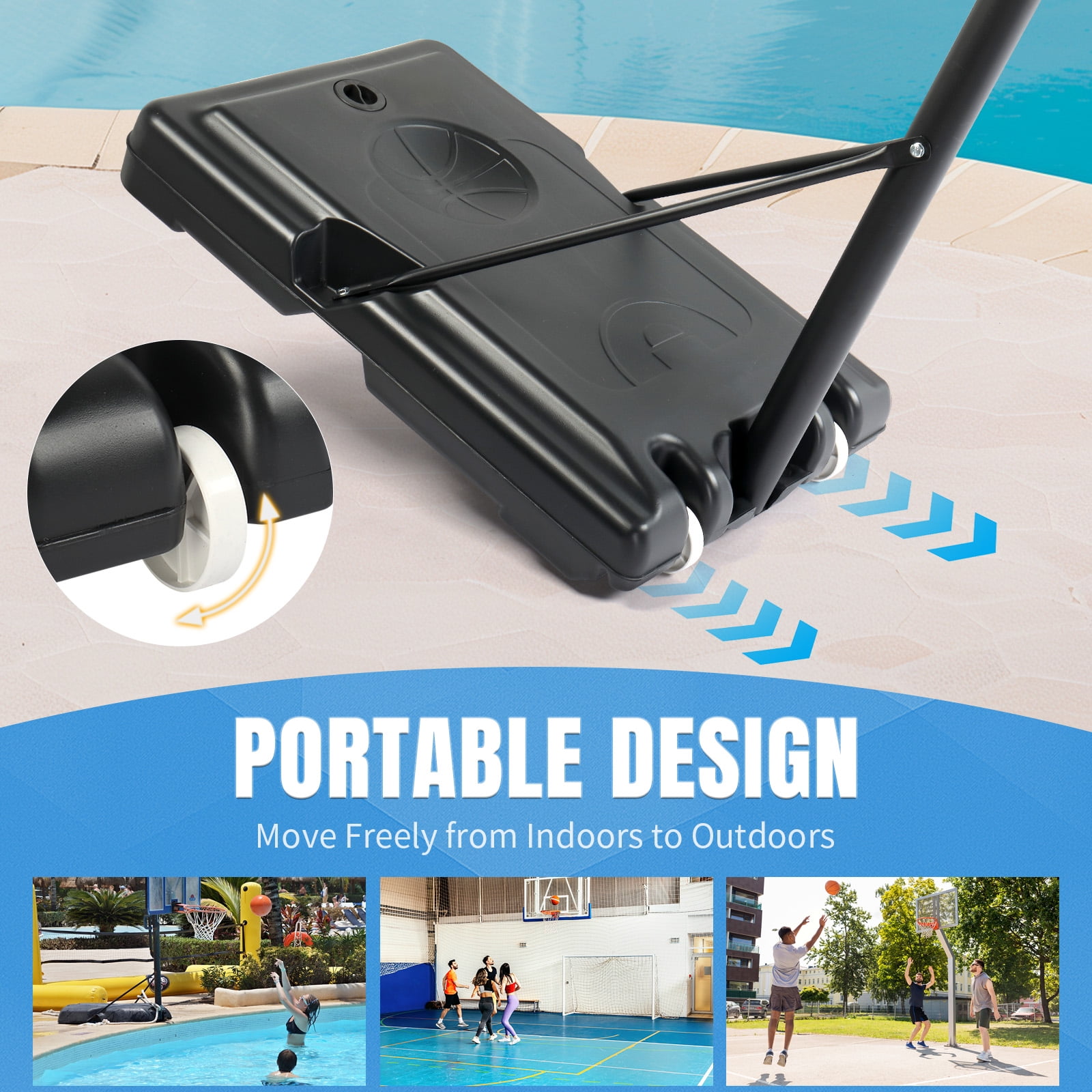 Ktaxon 44inch Portable Basketball Hoop Outdoor, Basketball Goal System 4.4-10ft Height Adjustable, Shatterproof Backboard,Gray Orange - Image 3