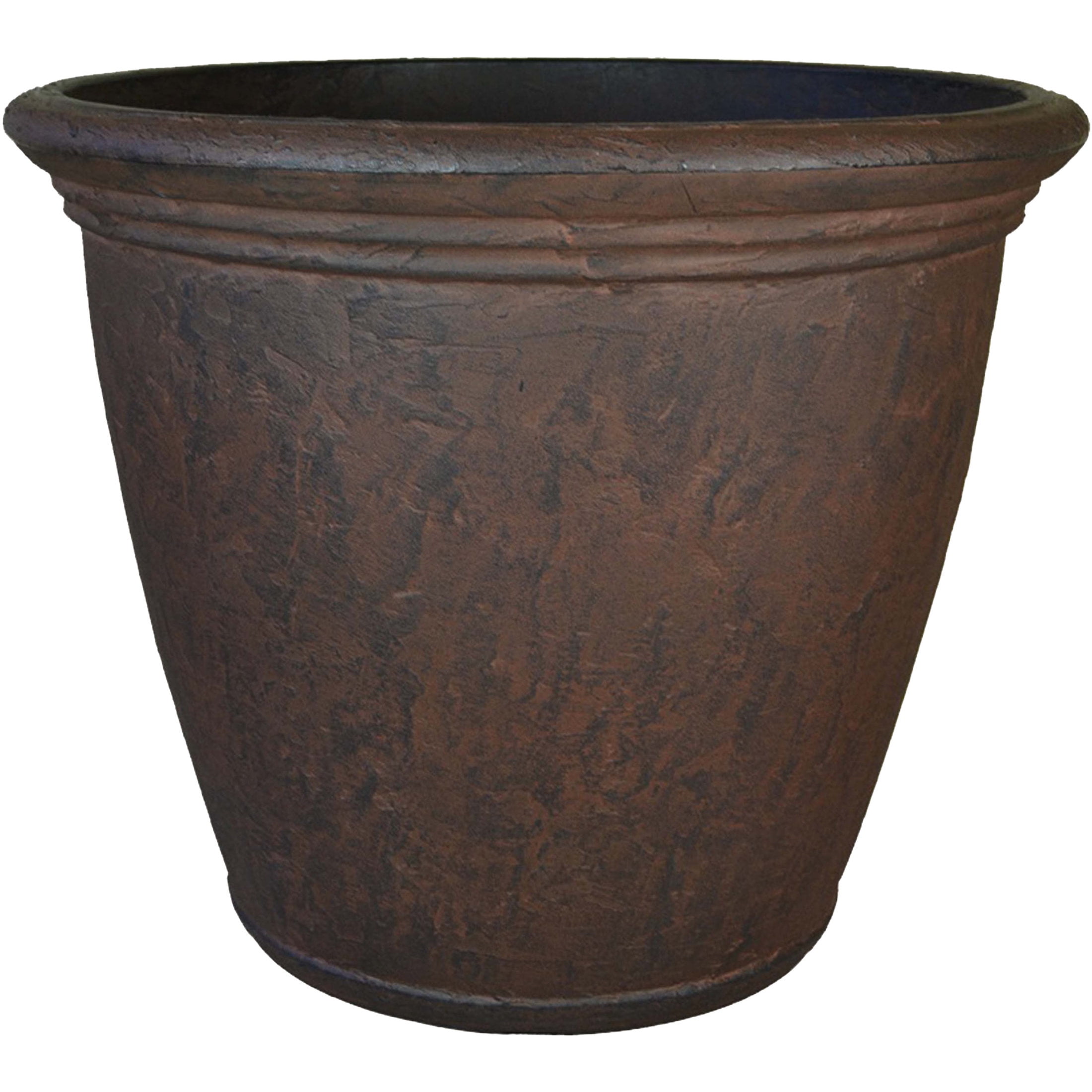 Sunnydaze Anjelica 24" x 24" x 20" Round Rust Polyresin Outdoor Planter Pot - Image 3