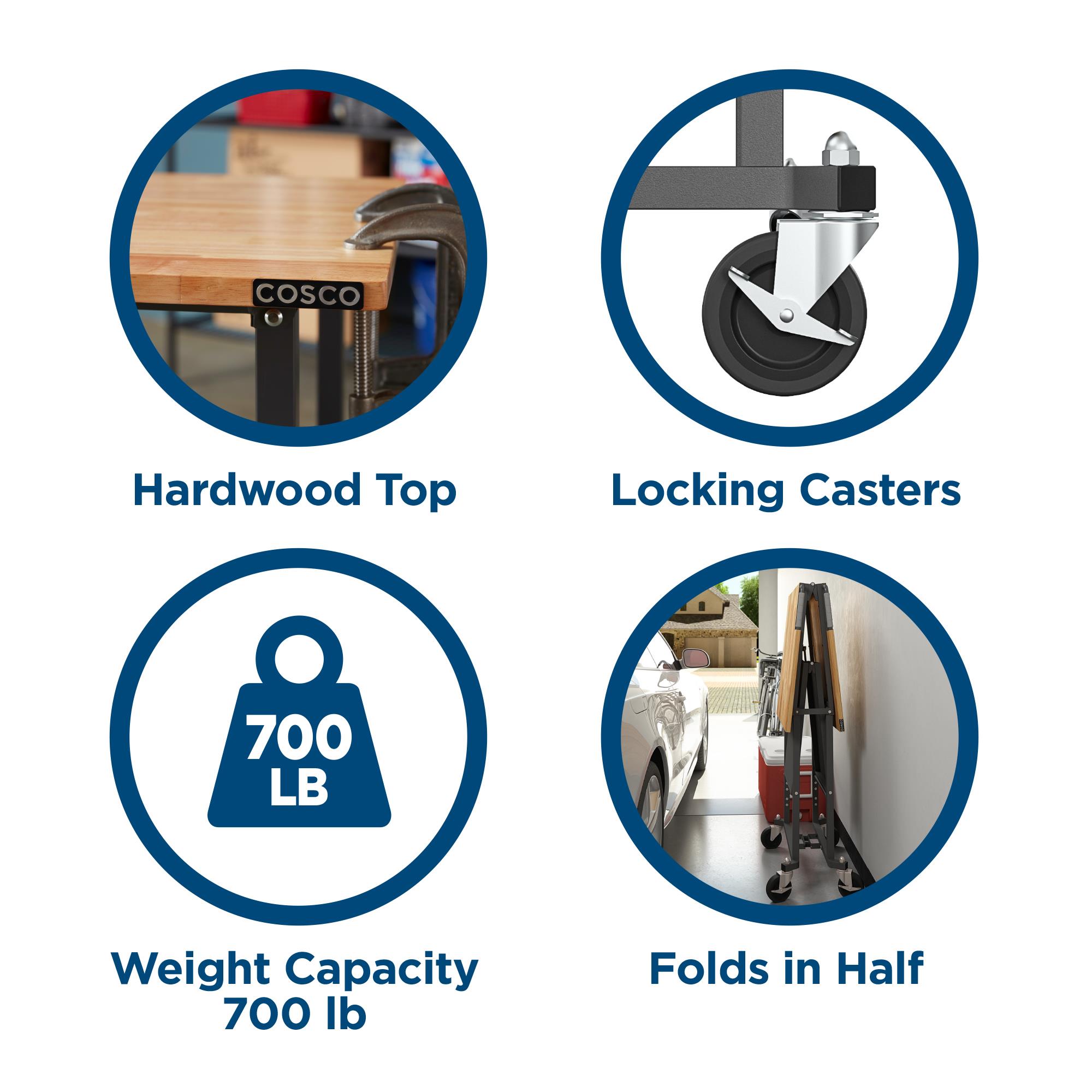 COSCO SmartFold Portable Workbench / Folding Utility Table (Gray Steel Frame) - Image 3