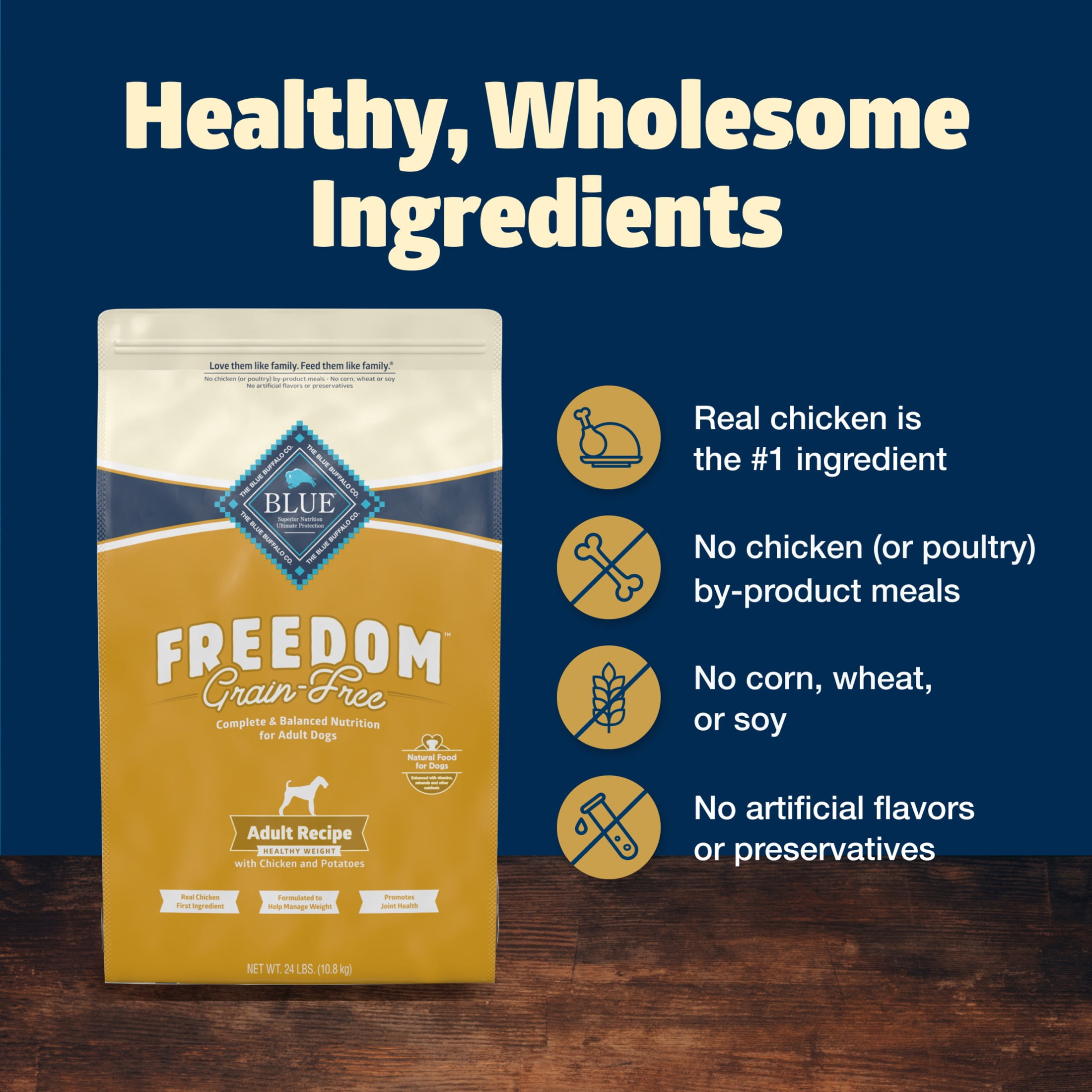 Blue Buffalo Freedom Grain-Free Healthy Weight Dry Dog Food, Chicken & Potatoes, 24 lbs. - Image 10