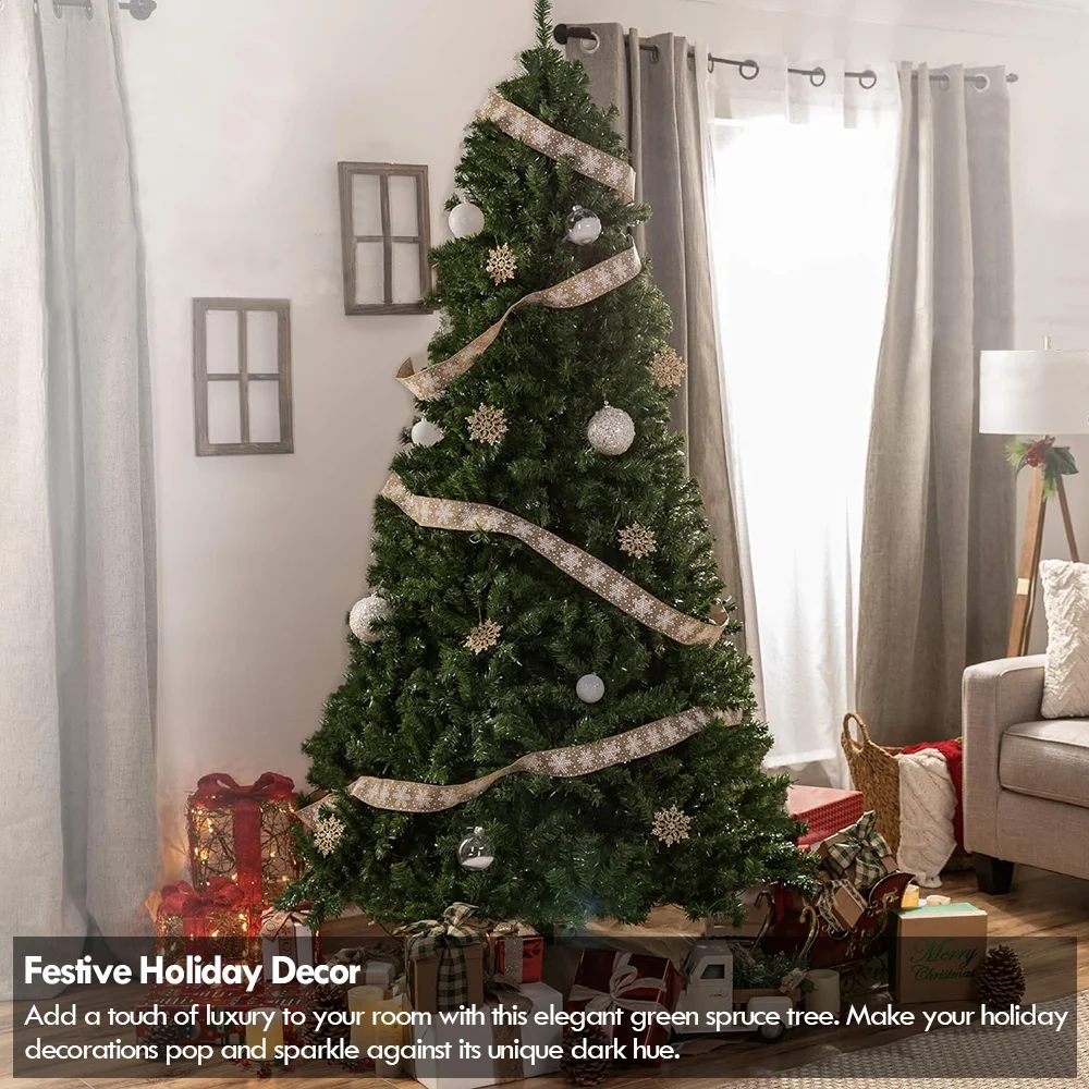 IC ICLOVER 6.5ft Premium Spruce Artificial Holiday Christmas Tree for Home, Office, Party Decoration w/850 Branch Tips, Easy Assembly, Metal Hinges & Foldable Base - Image 2