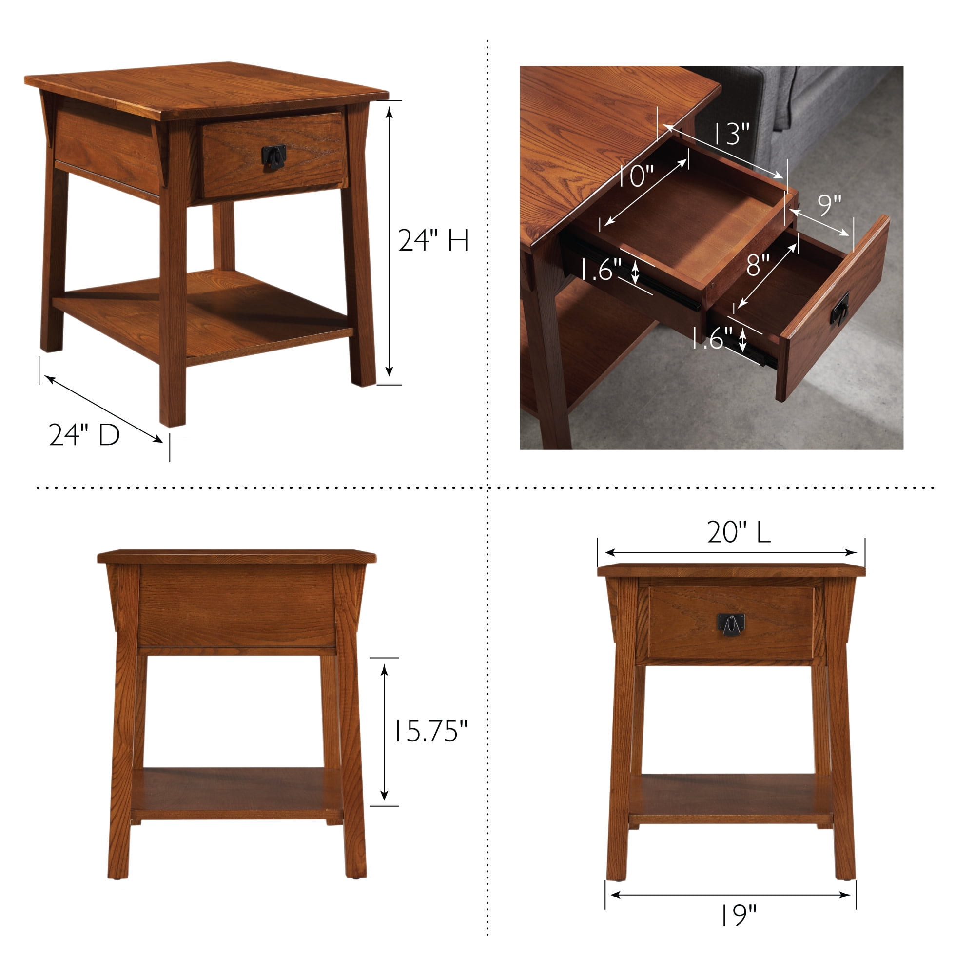 Leick Home Solid Wood Mission End Table with Locking Secret Compartment, Russet Finish - Image 14