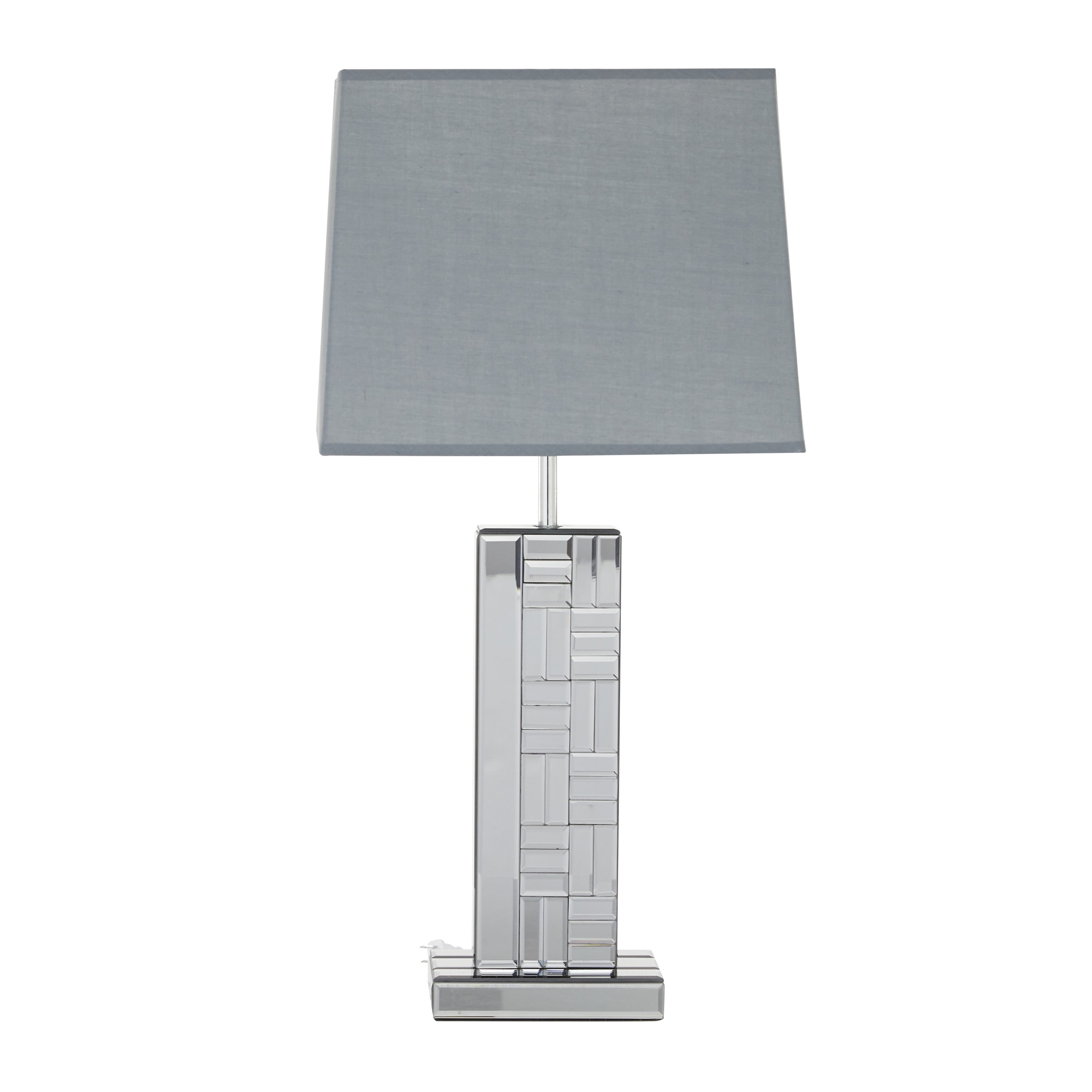 DecMode 30" Mirrored Silver Table Lamp with Gray Linen Shade - Image 7