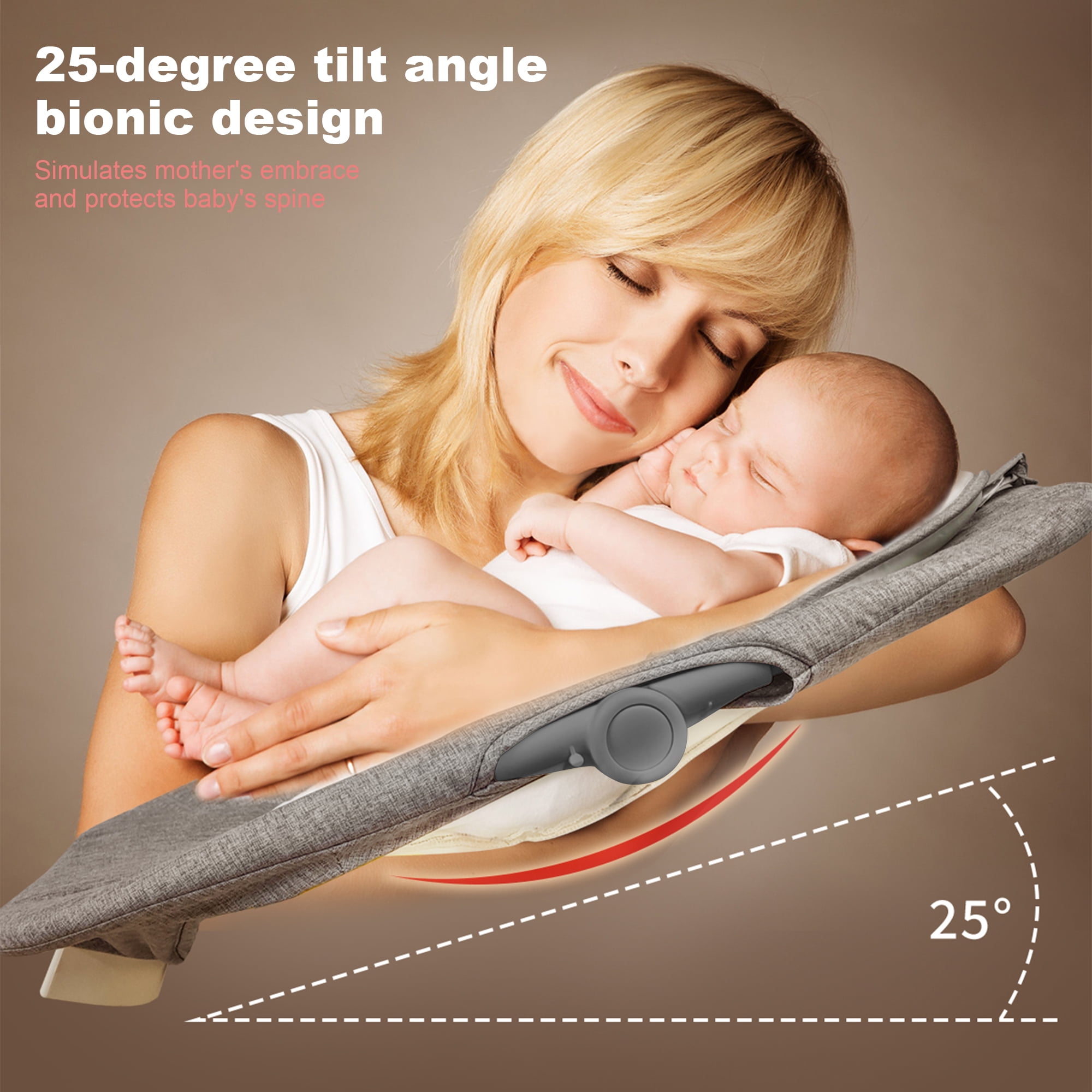 Electric Baby Swing with Footrest and Dinner Plate for Newborns Infants, Bluetooth Music, 5 Swing Speeds, Remote Control, Mosquito Net - Image 8