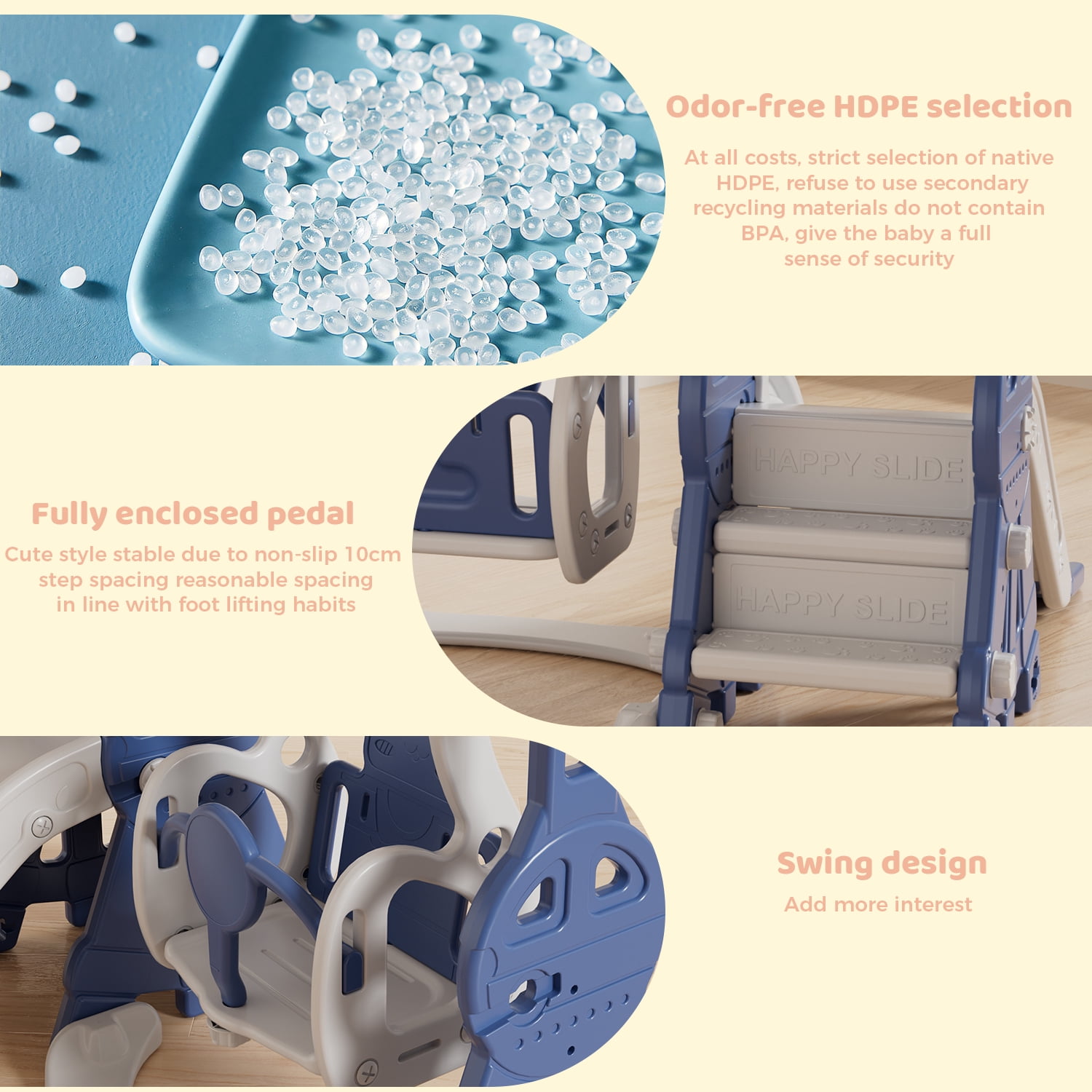 CHAOFEI 4-in-1 Toddler Slide and Swing Set, Folding Indoor Outdoor Playground - Image 7