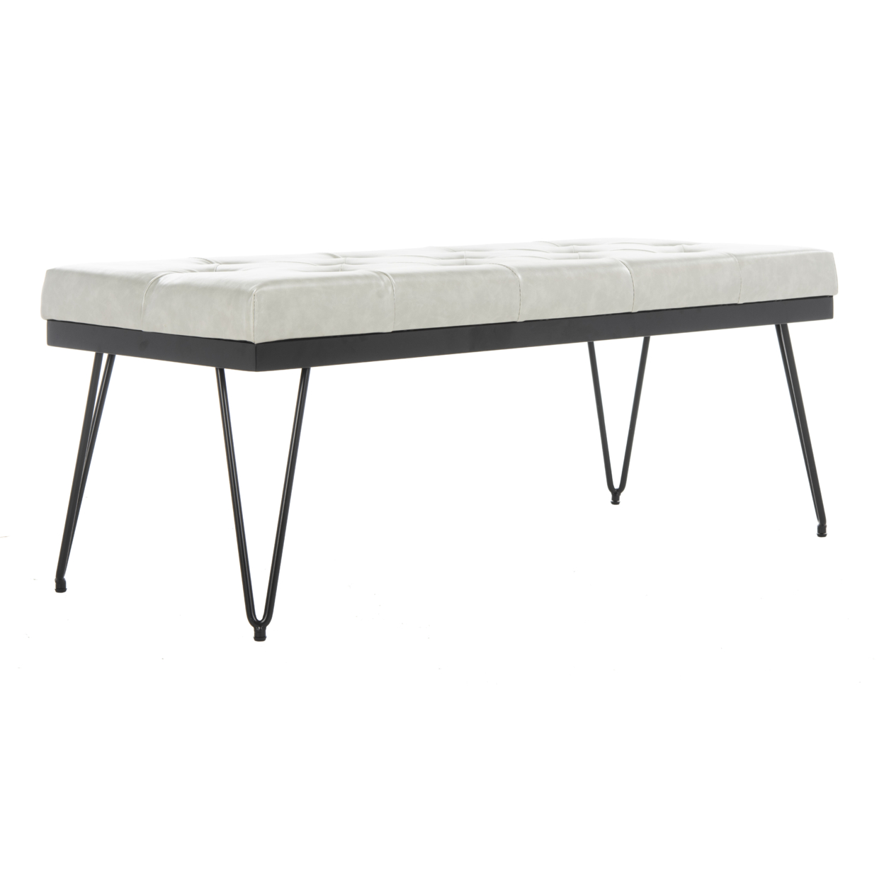SAFAVIEH Marcella Contemporary Mid-Century Tufted Bench, Grey/Black - Image 6