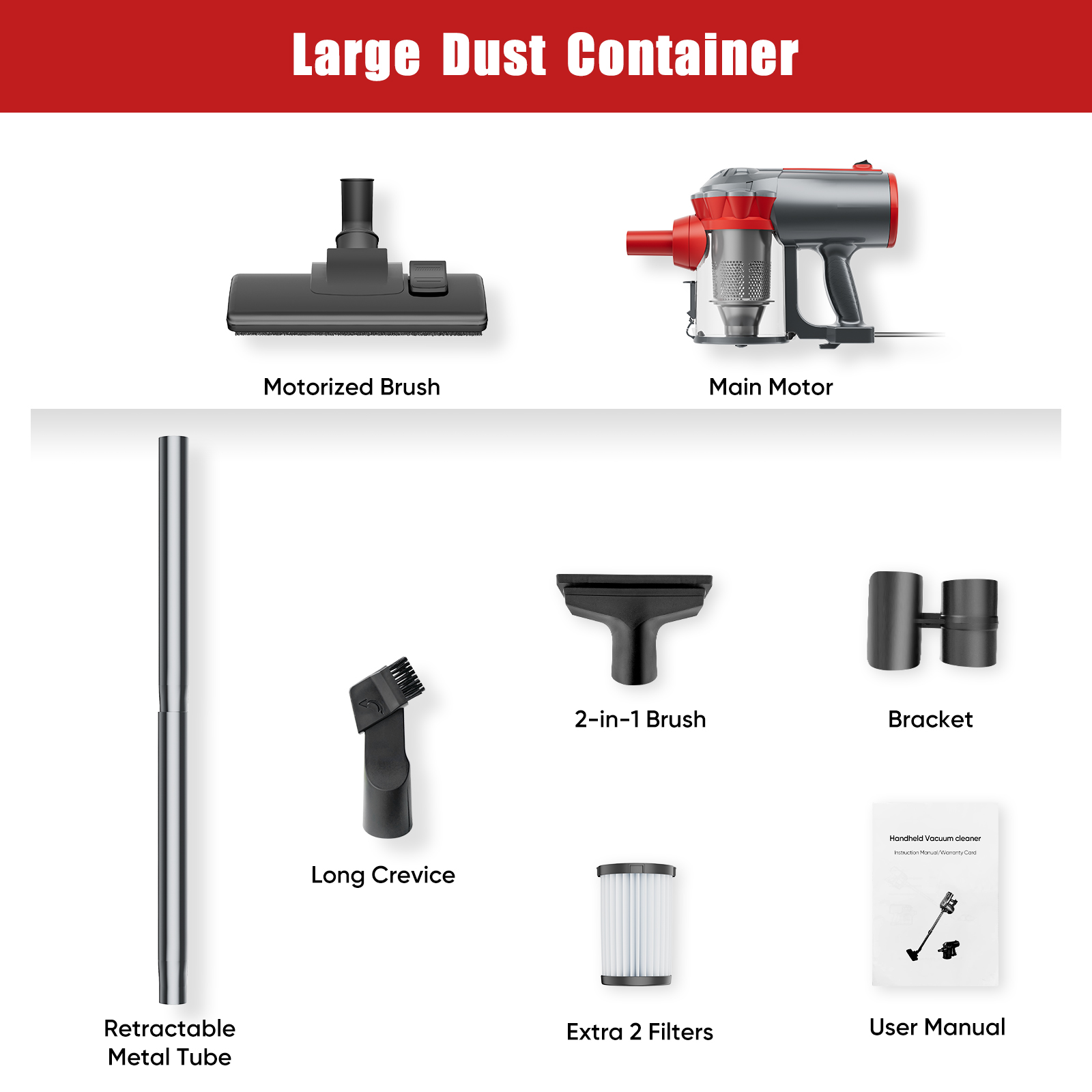 AMONSEE Vacuum Cleaner with 600W Motor, Corded Stick Vacuum,18Kpa Suction Handheld Vacuums for Home - Image 8