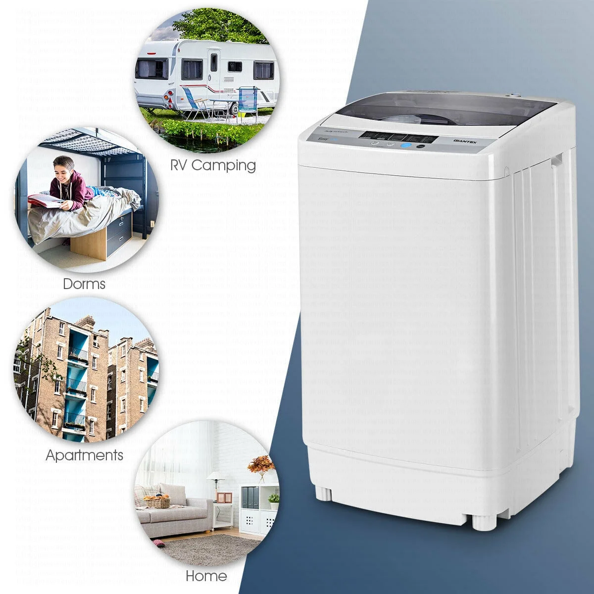 Portable Compact Washing Machine 1.28 Cu.ft Spin Washer Drain Pump 8 Water Level - Image 5