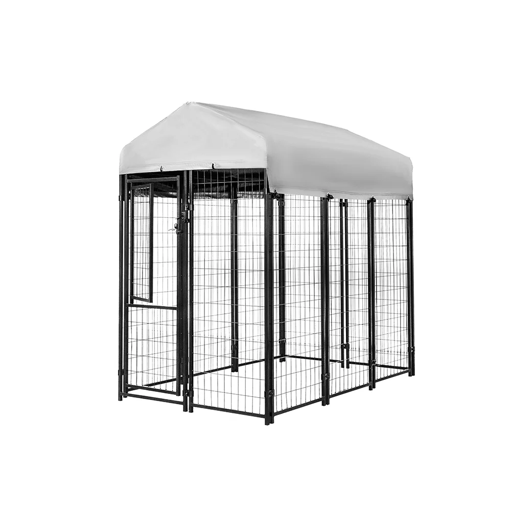KennelMaster Welded Wire Dog Kennel, Indoor & Outdoor Use, Waterproof Cover Included, Black, 6ft x 4ft x 6ft - Image 9
