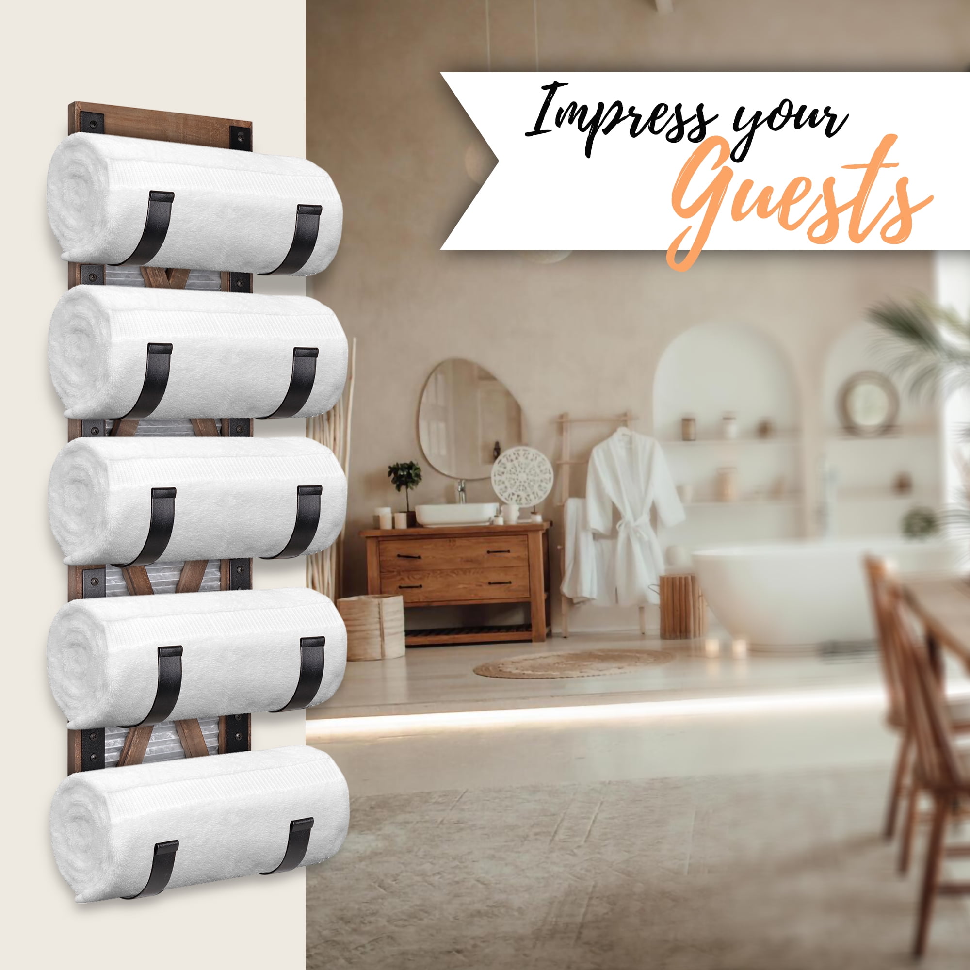 Autumn Alley Wooden Barn Door Rustic Towel Rack – Farmhouse Wine Rack – Rustic Bathroom Decor - Image 2