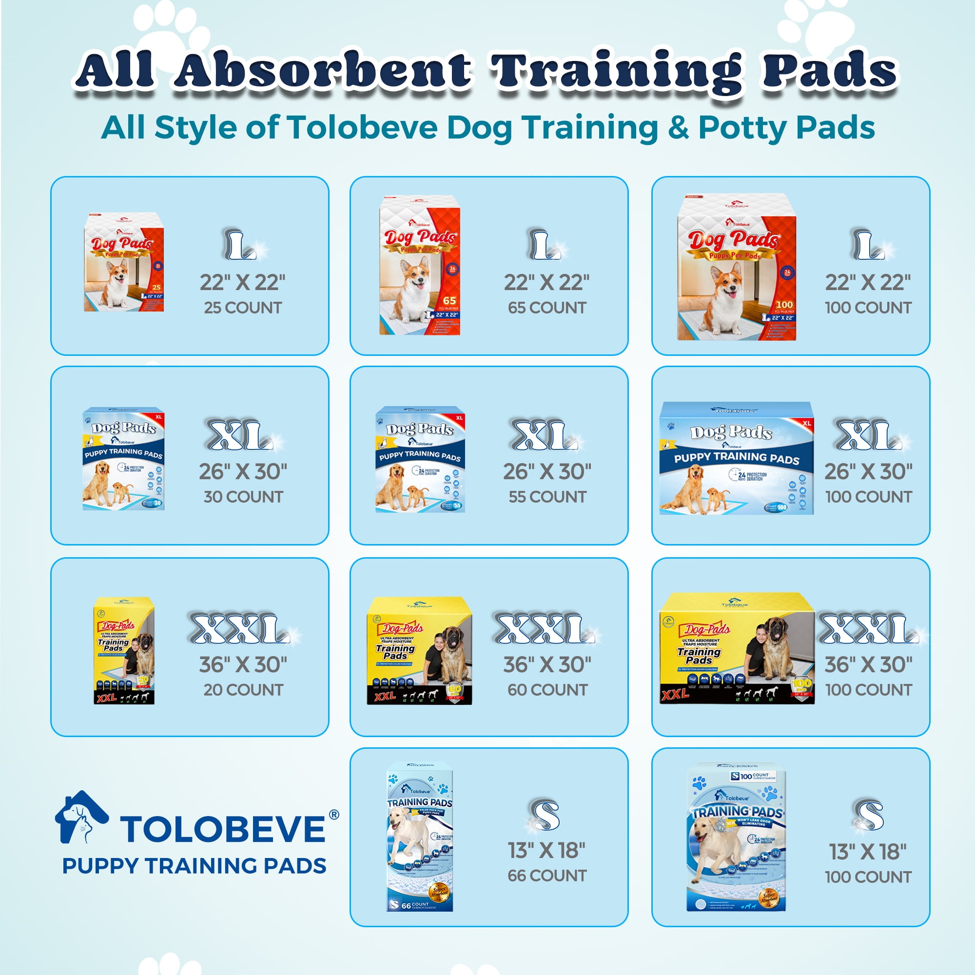 Tolobeve Dog Training Pads, XL, 26 in x 30 in, 100 Count Disposable Dog Pads, Puppy Pee Pads - Image 3