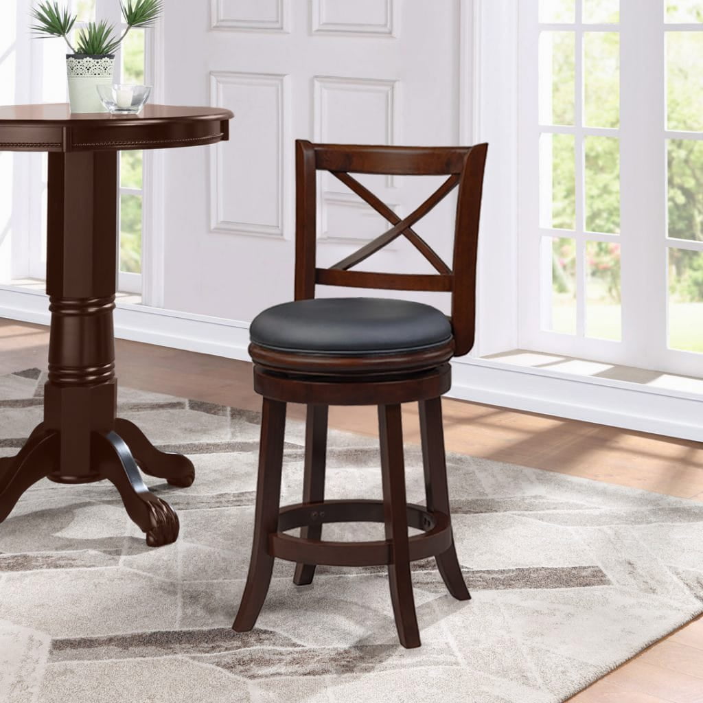 Boraam Georgia Counter Height High Back Swivel Wood Counter Stool, Cappuccino Finish - Image 4