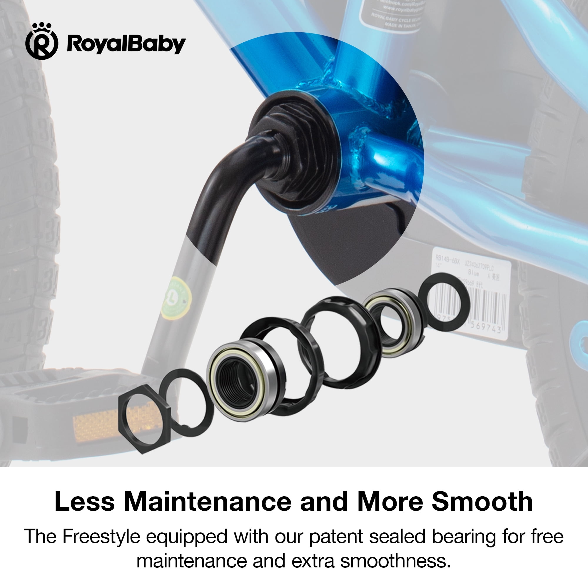 Royalbaby Freestyle 12" Kids Bicycle for Boys Girls, Ages 3-4 Years, Blue - Image 9