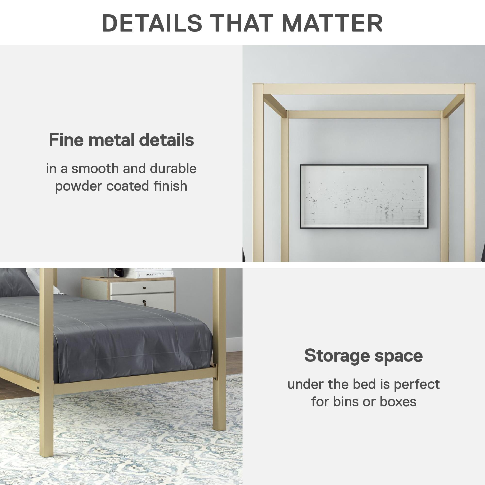 DHP Modern Metal Canopy Platform Bed Frame, Twin, Gold - Image 3