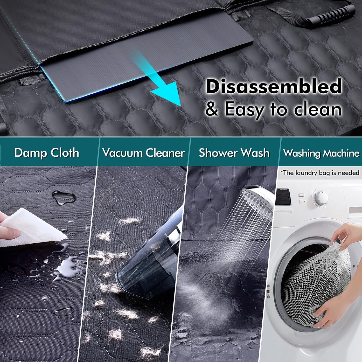 Mpow Back Seat Extender for Dogs-Supports 330lb,Waterproof Dog Car Seat Cover for Back Seat Hard Bottom-Detachable,600D Heavy Duty Scratch Proof Nonslip Durable Soft,Dog Hammock for Car,SUVs,Truck - Image 10