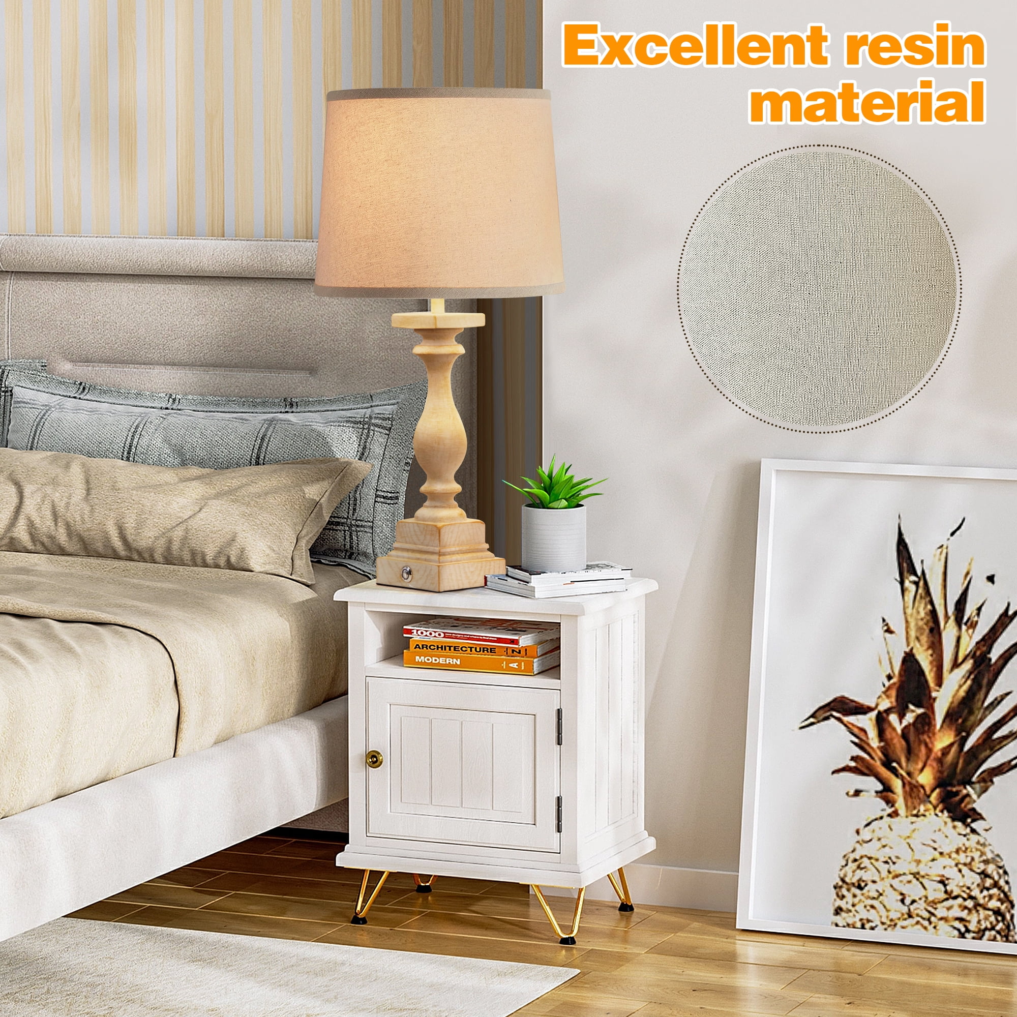 Hommow Table lamp Set of 2,Nightstand Lamps 3-Way Dimmable with 2 USB Charging Portsfor Living Room Bedroom - Image 6