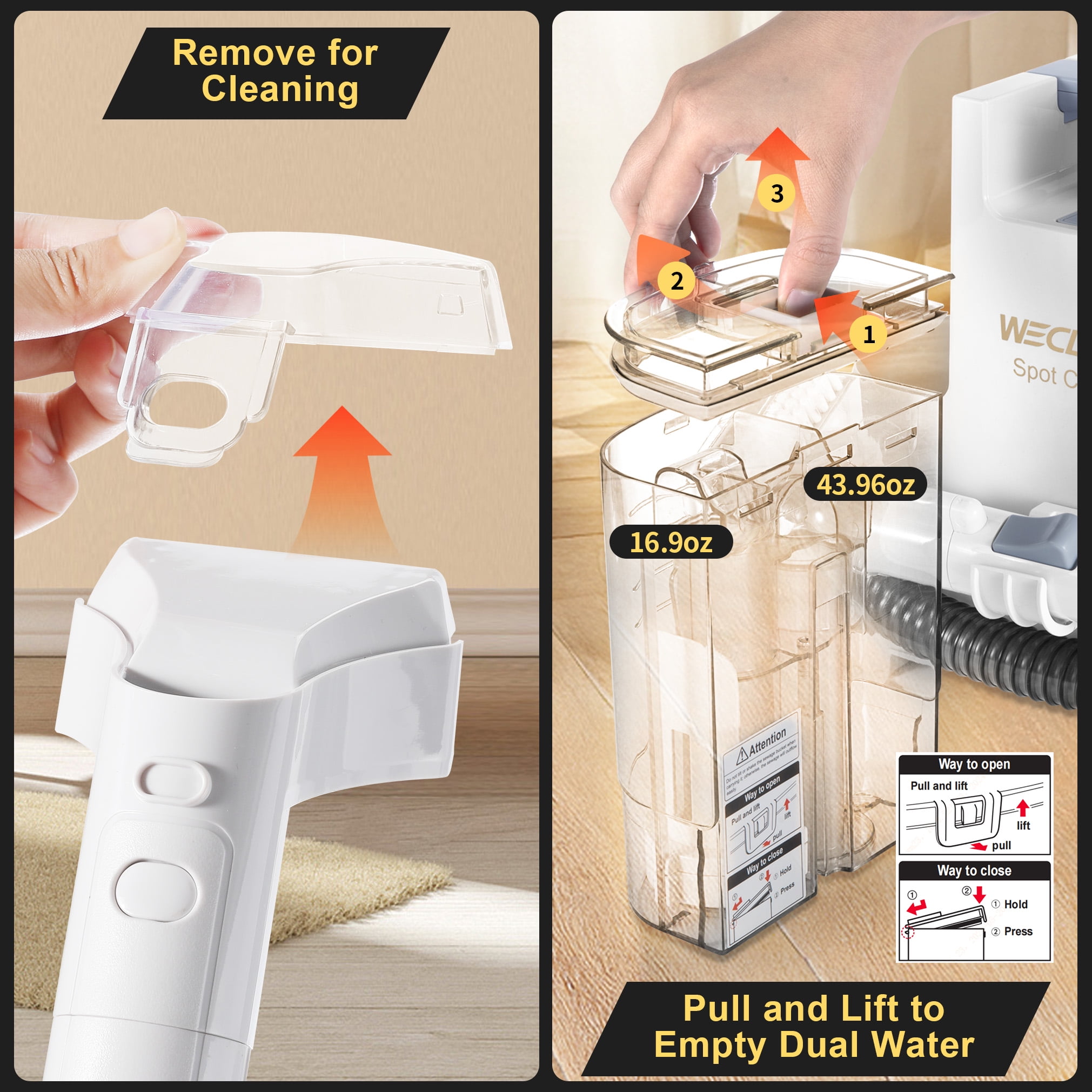 WECLEAN C1 Portable Extractor for Couch and Carpet Cleaner Upholstery Cleaner for Deep Cleaning - Image 6