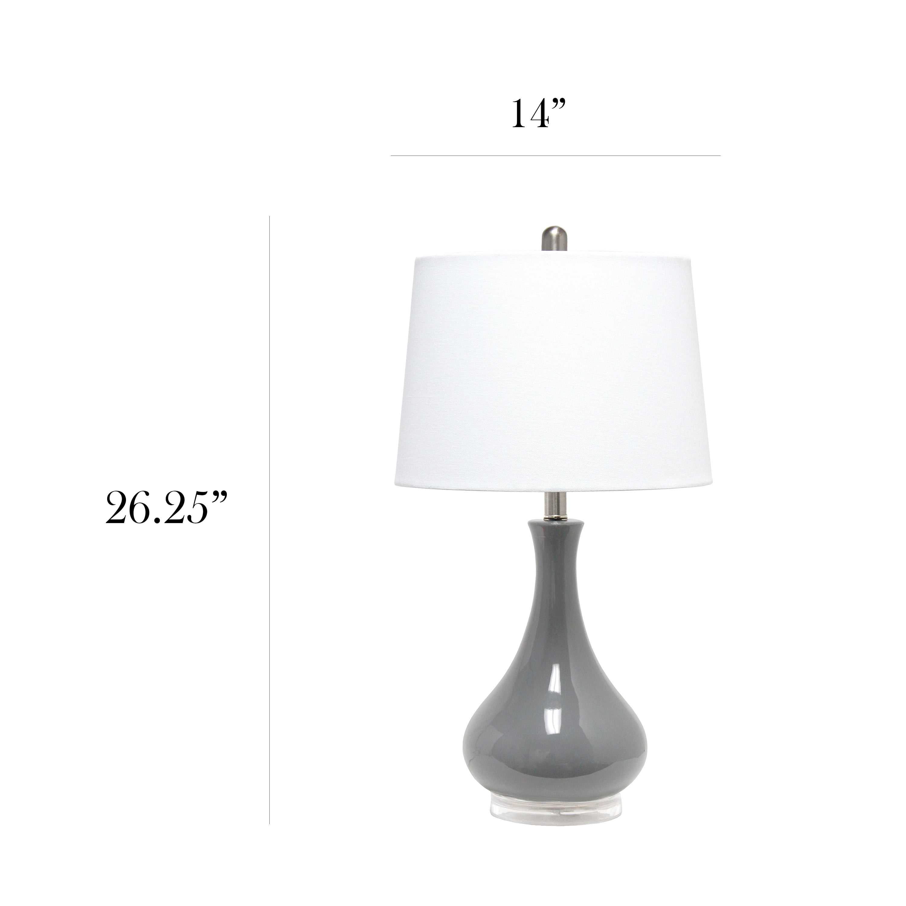 Elegant Designs Ceramic Tear Drop Shaped Table Lamp, Gray - Image 2