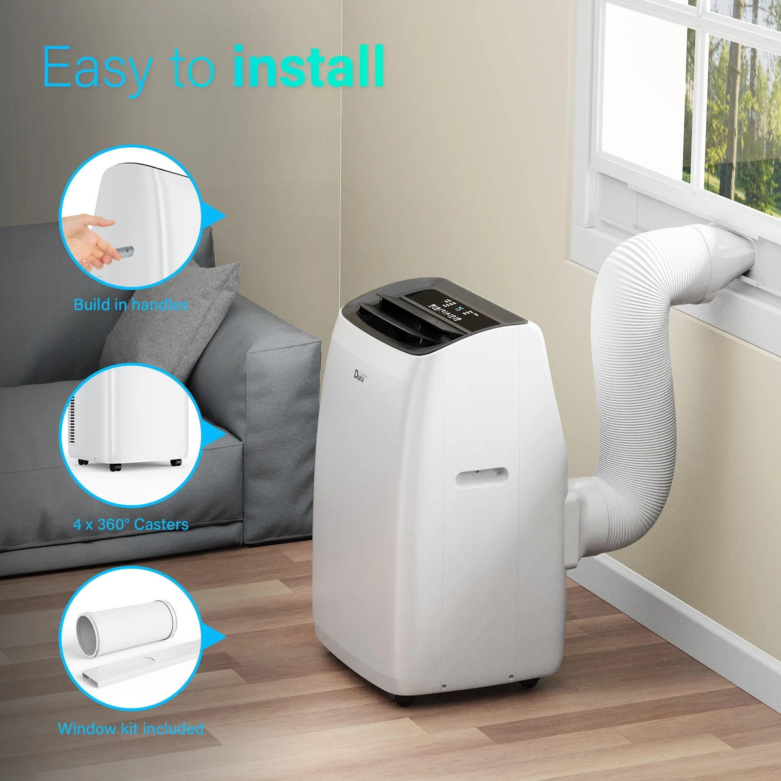 DuraComfort Portable Air Conditioners with Heater, 12000 BTU AC Unit with Heat, Cool, Dehumidifier, Fan for Room ups to 350 Sq.Ft - Image 4