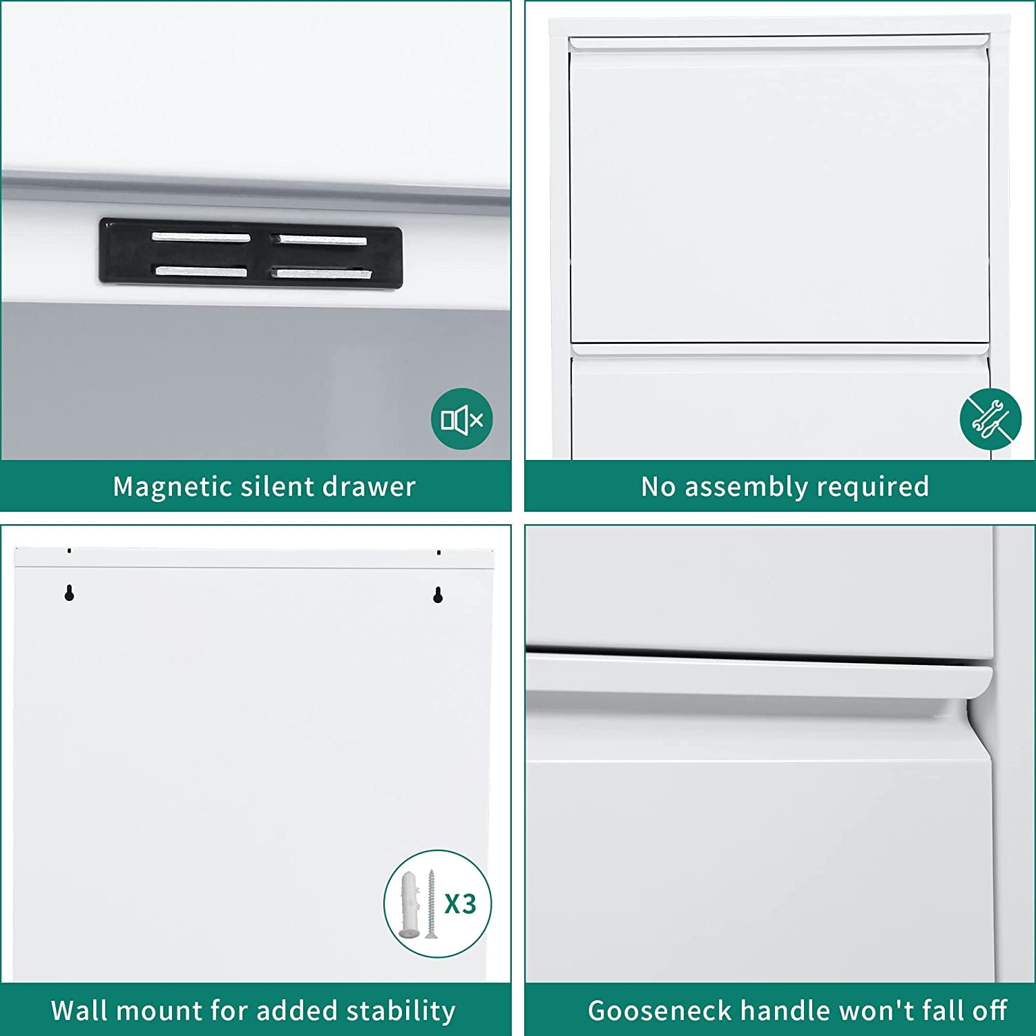 YITAHOME Metal Shoe Cabinet with 4 Flip Drawers, Wall Mounted & No-Assembly Steel Shoe Storage Cabinet, Steel Cabinet with Magnetic Gooseneck Drawer for Entryway, Hallway, and Corridor - Image 8