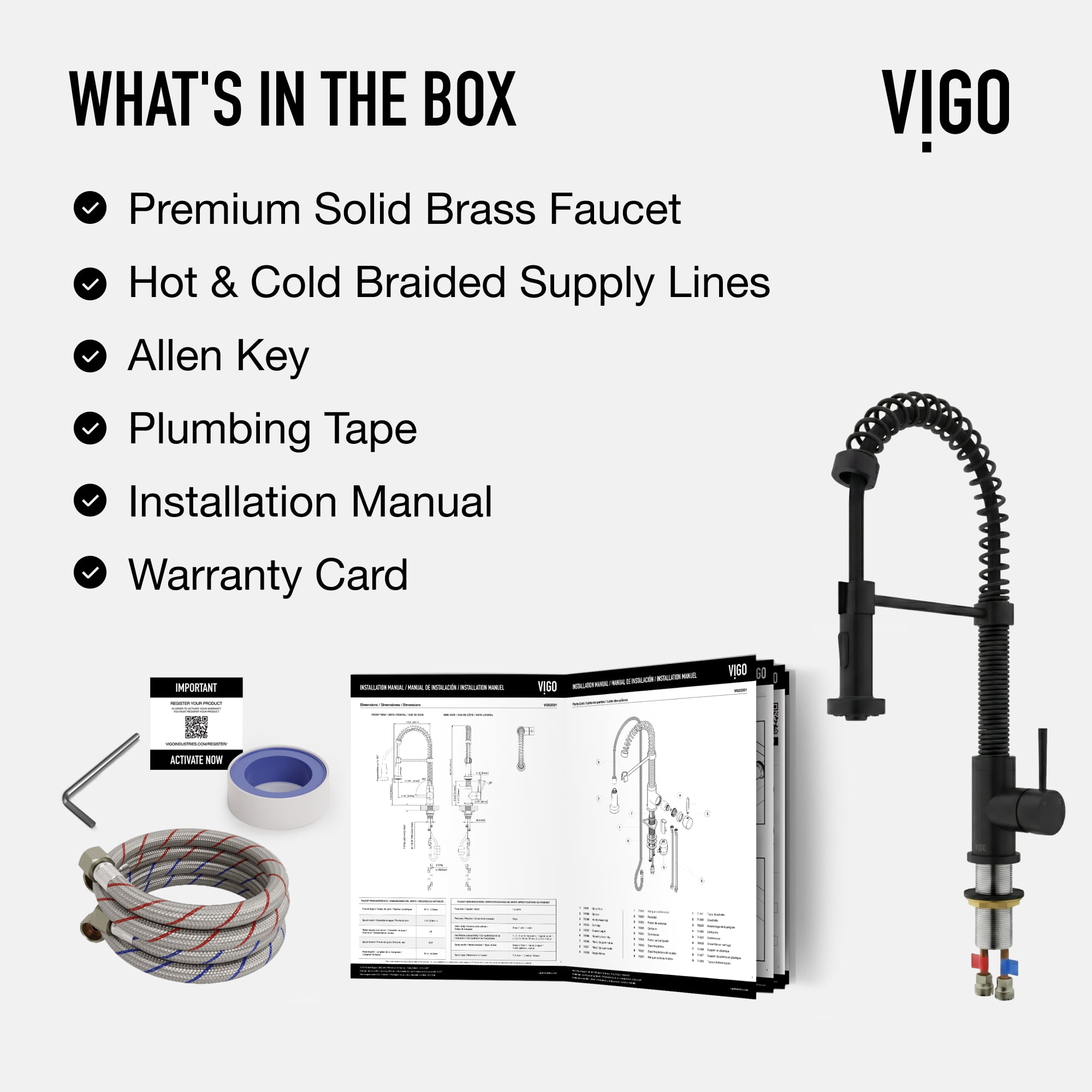 VIGO Industries VG02001MB 1 Handle Pull-Down Spray Kitchen Faucet Matte Black - Image 12