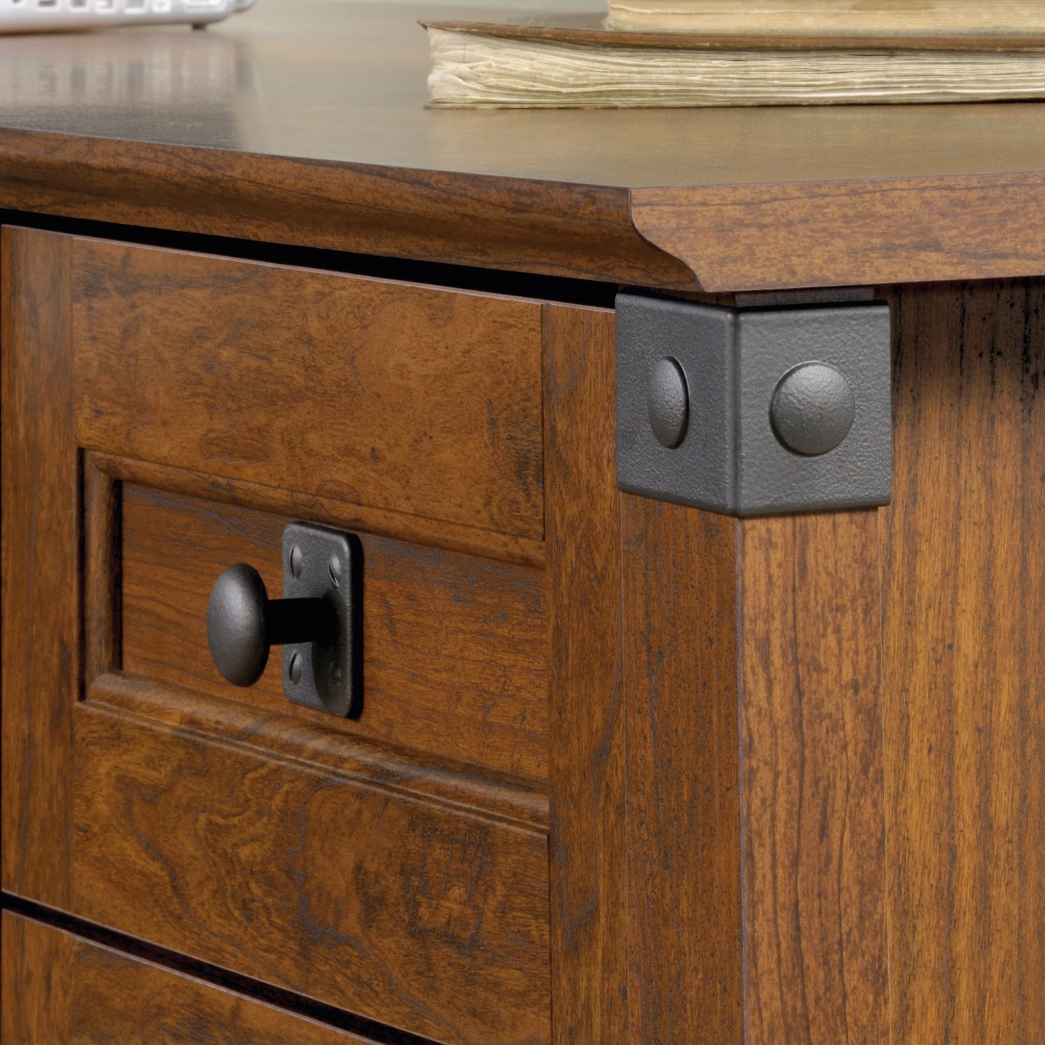 Sauder Carson Forge Corner Computer Desk, Washington Cherry Finish - Image 9