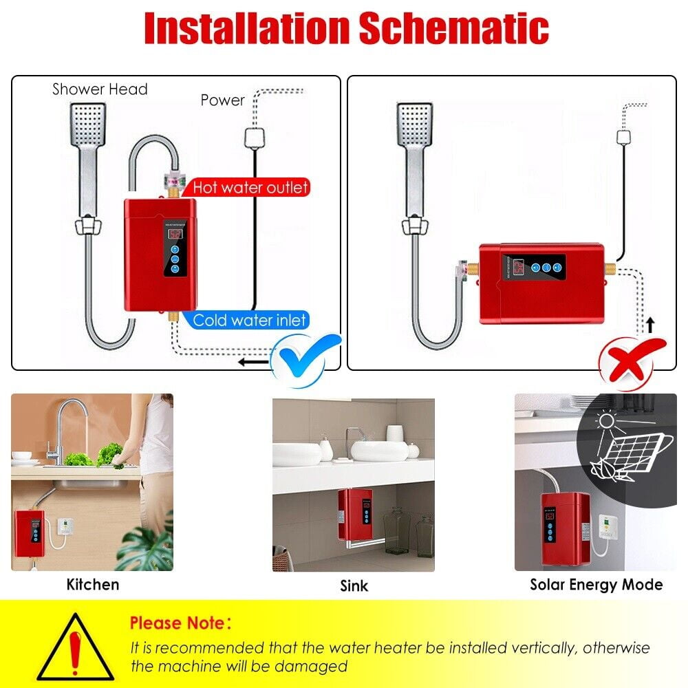 JahyShow 110V Kitchen Electric Hot Tankless Water Heater Sink Instant Boiler Bathroom (9.4x5.3x2.6 inches) - Image 2
