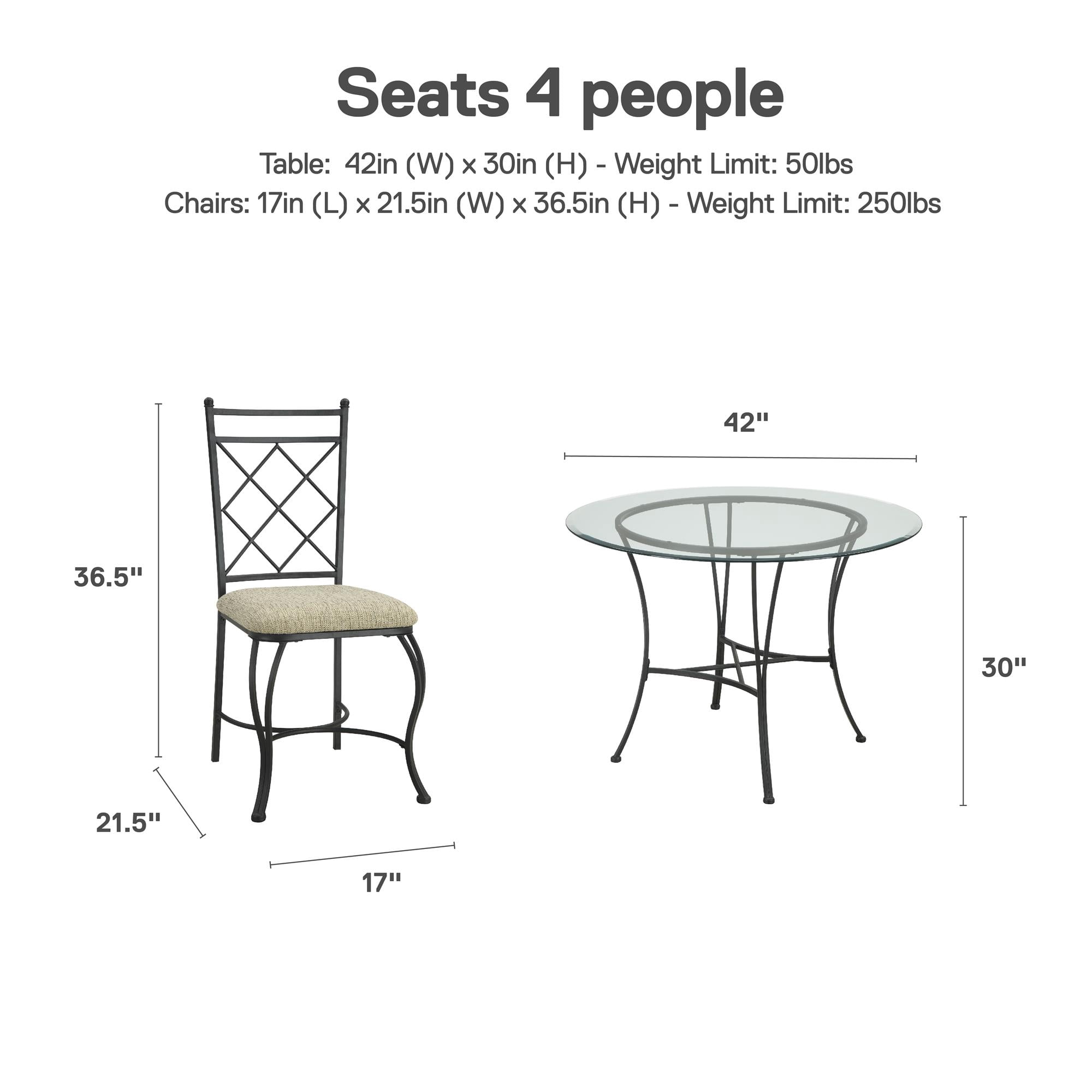 DHP Traditional Glass Top Metal 5-Piece Dinette, Black/Beige - Image 11