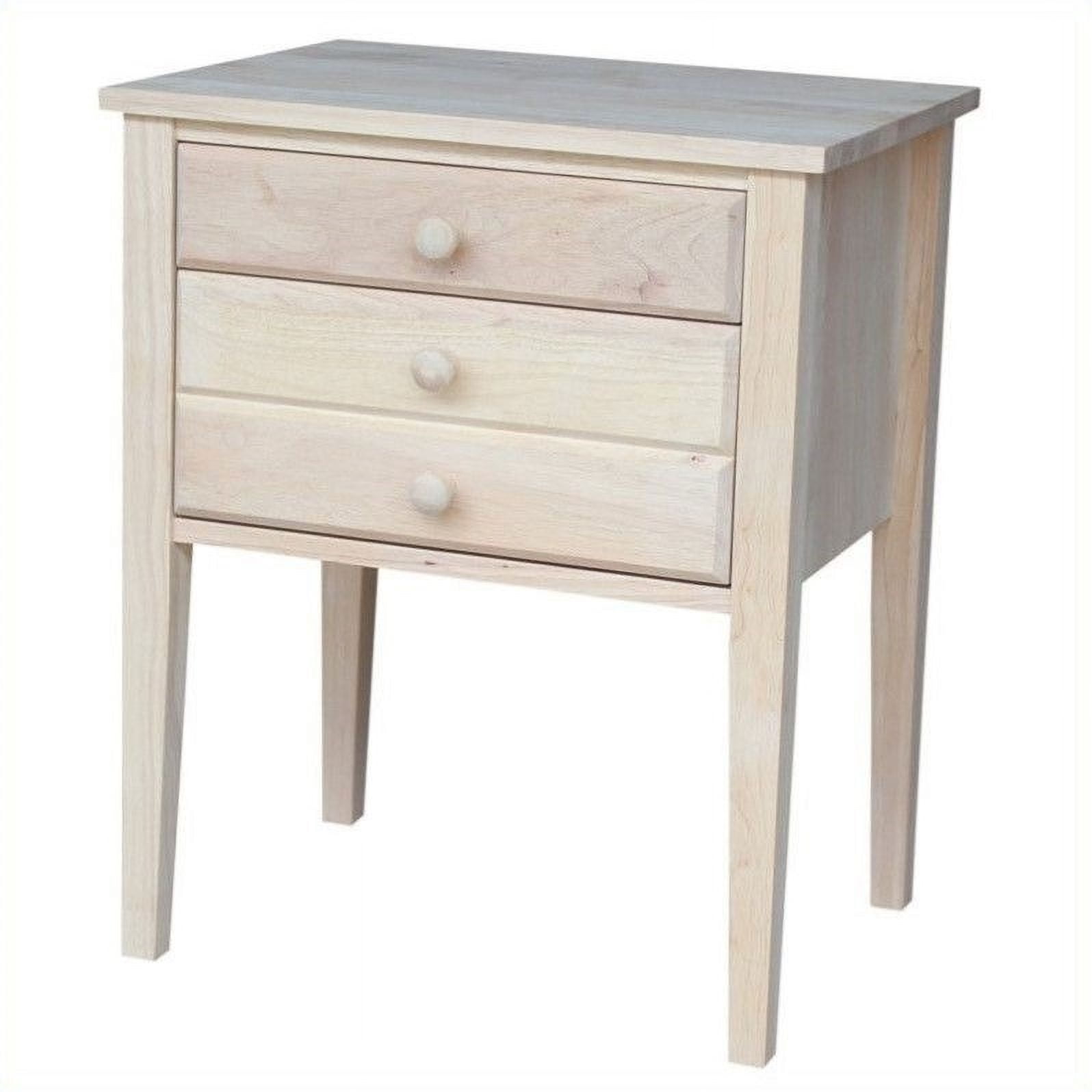 International Concepts Solid Wood Unfinished 3-Drawer Accent Table - Image 5
