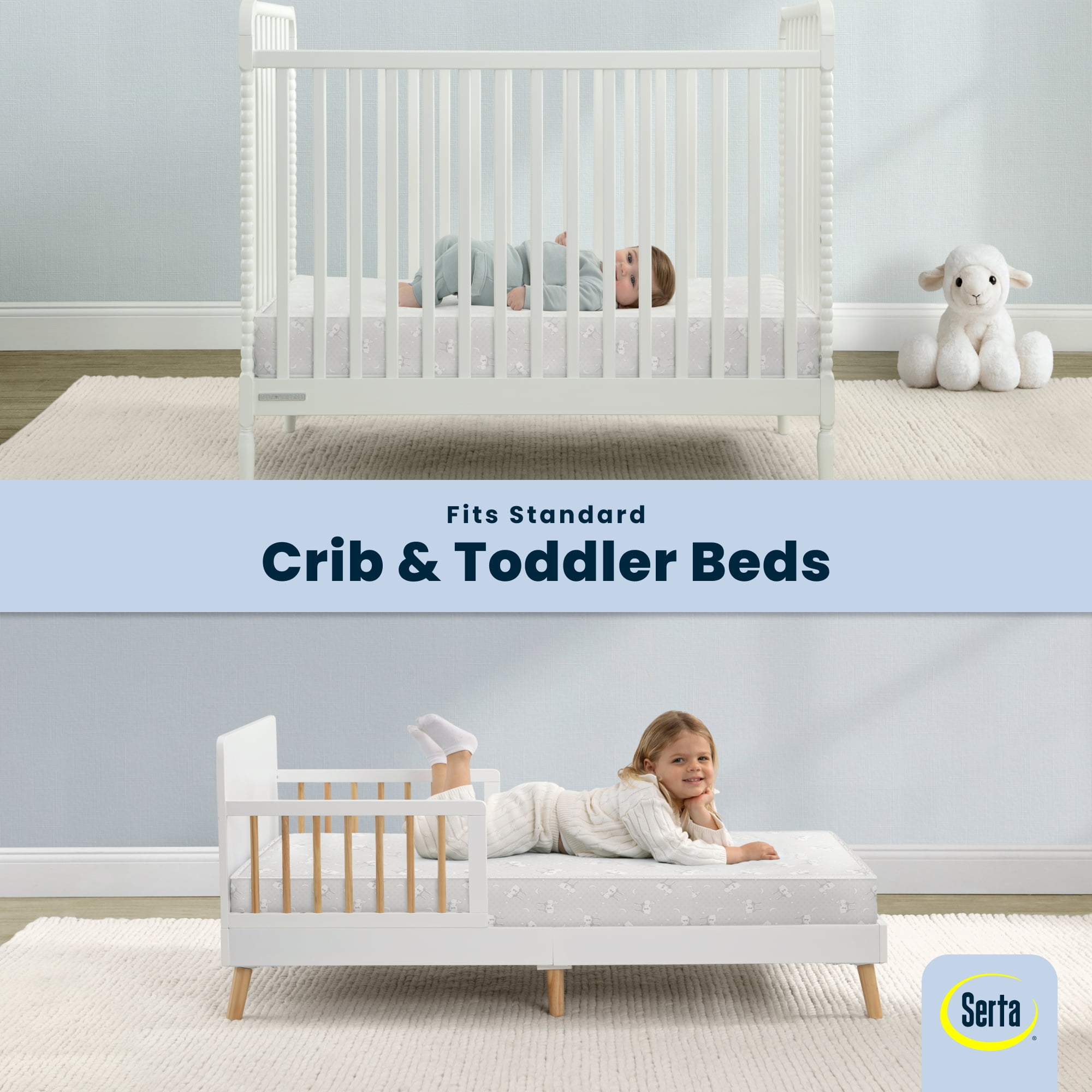 Serta SleepTrue Sparkling Sky 5" Dual-Sided Crib & Toddler Mattress - Sustainably Sourced Fiber Core - Waterproof - Lightweight - GREENGUARD Gold Certified - 5 Year Warranty - Image 6