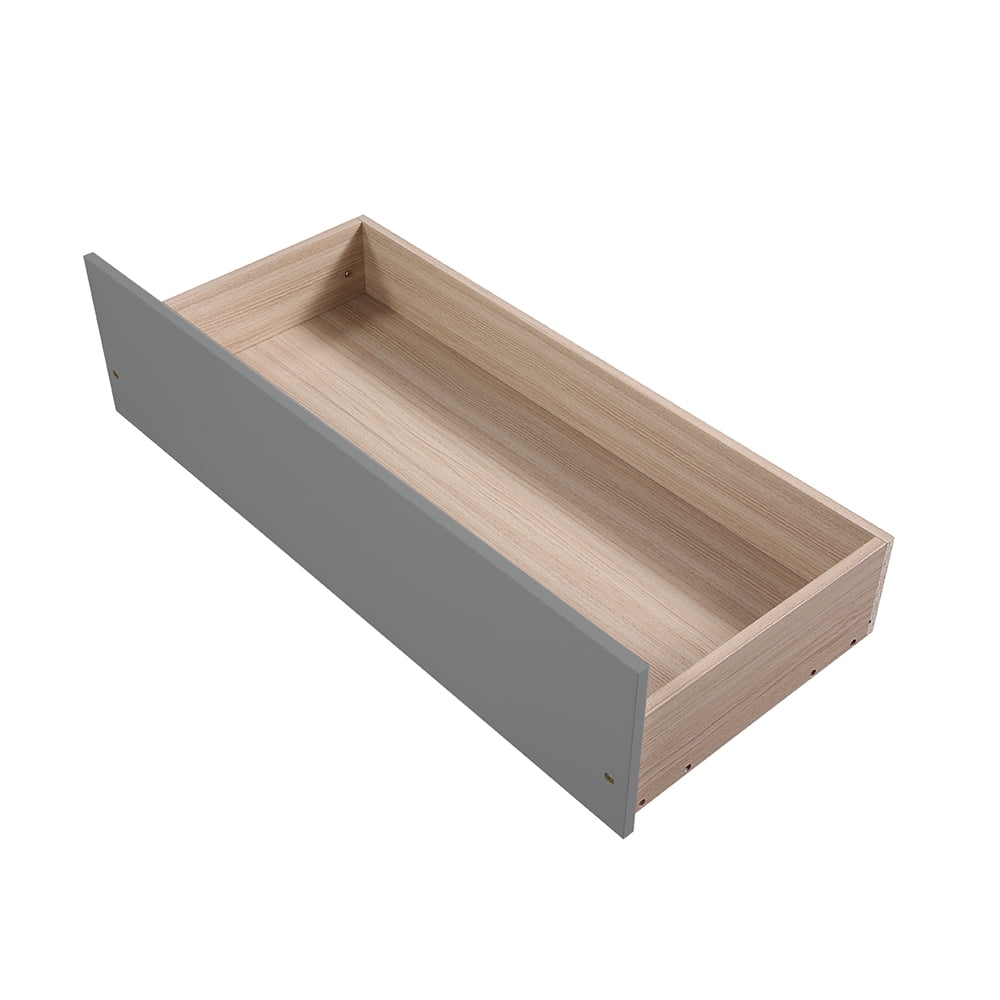 PORKISS Twin Platform Bed Frame with Storage Drawers, Solid Wood Twin Size Bed Frame, Modern Bedroom Furniture Single Bed for Kids Teens Adults, No Box Spring Needed, Gray - Image 8