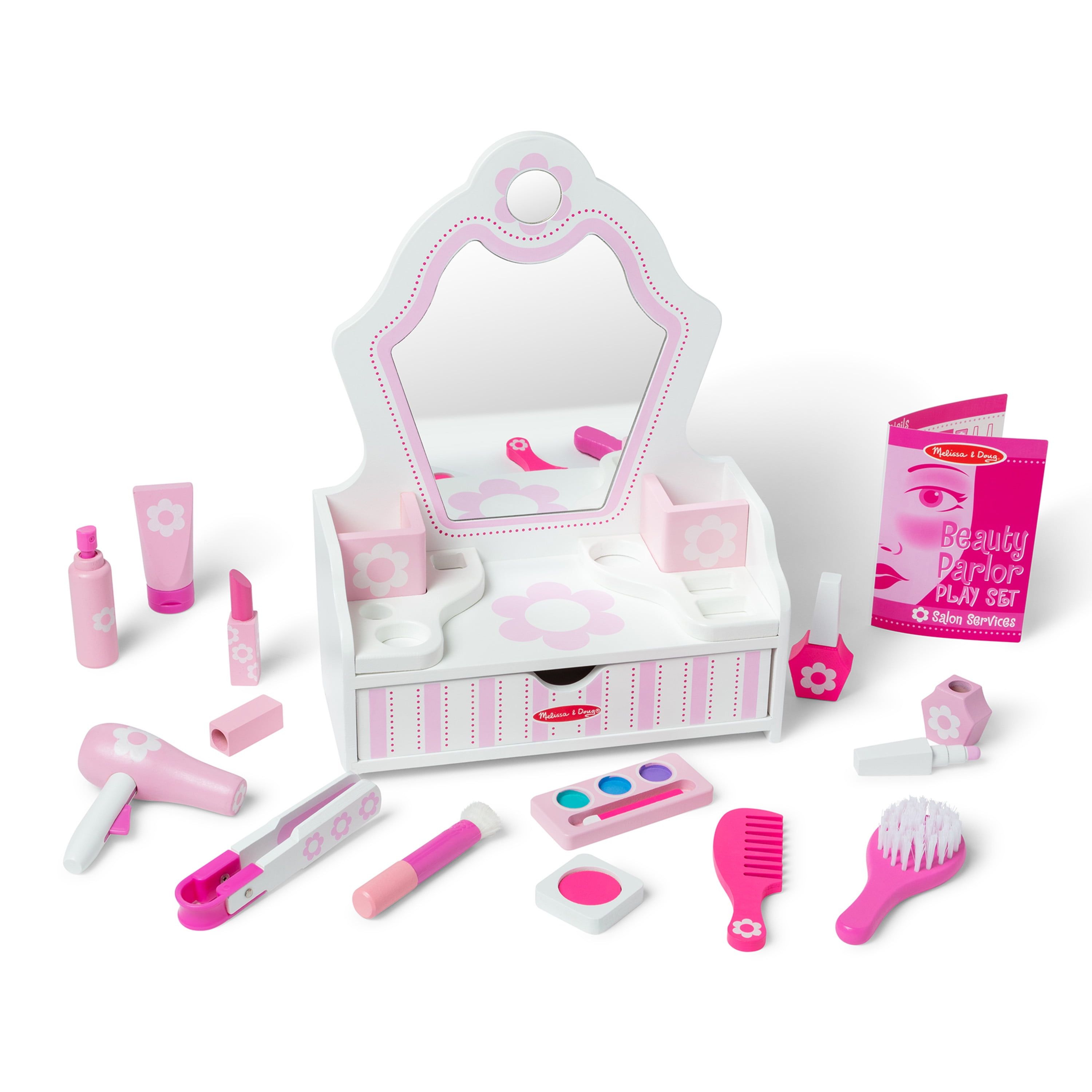 Melissa & Doug Wooden Beauty Salon Play Set with Vanity, 18 Pieces, Toddler Toy Ages 3+ - Image 4
