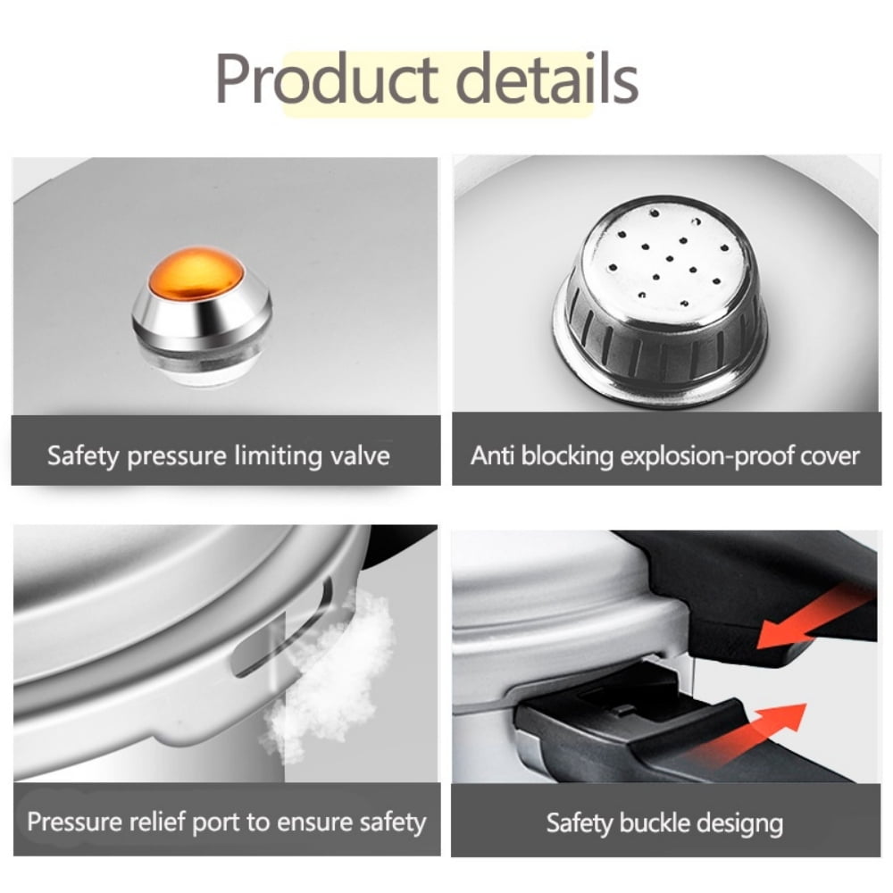 Tyethy Aluminum Pressure Cooker Nonstick 9L Pressure Canner with One-Hand Operating Safty Lid, Explosion-Proof Fast Cooking Pressure Cooker Cookware - Image 3